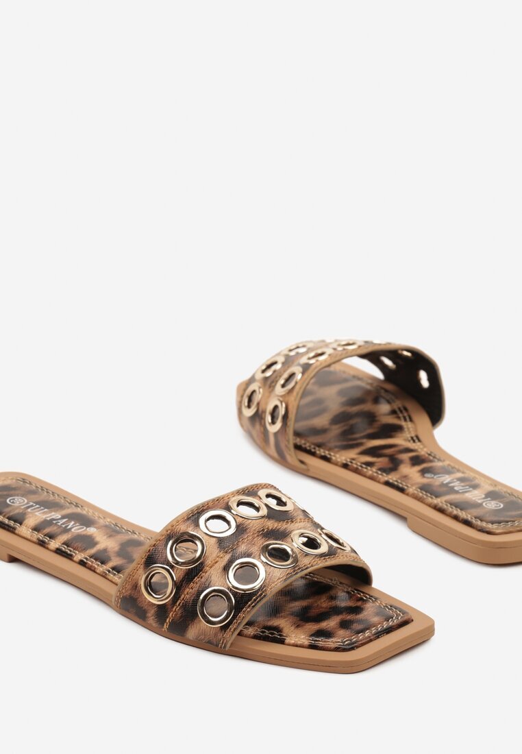 tulipano Papuci Leopard Decorați cu Nituri Meralina