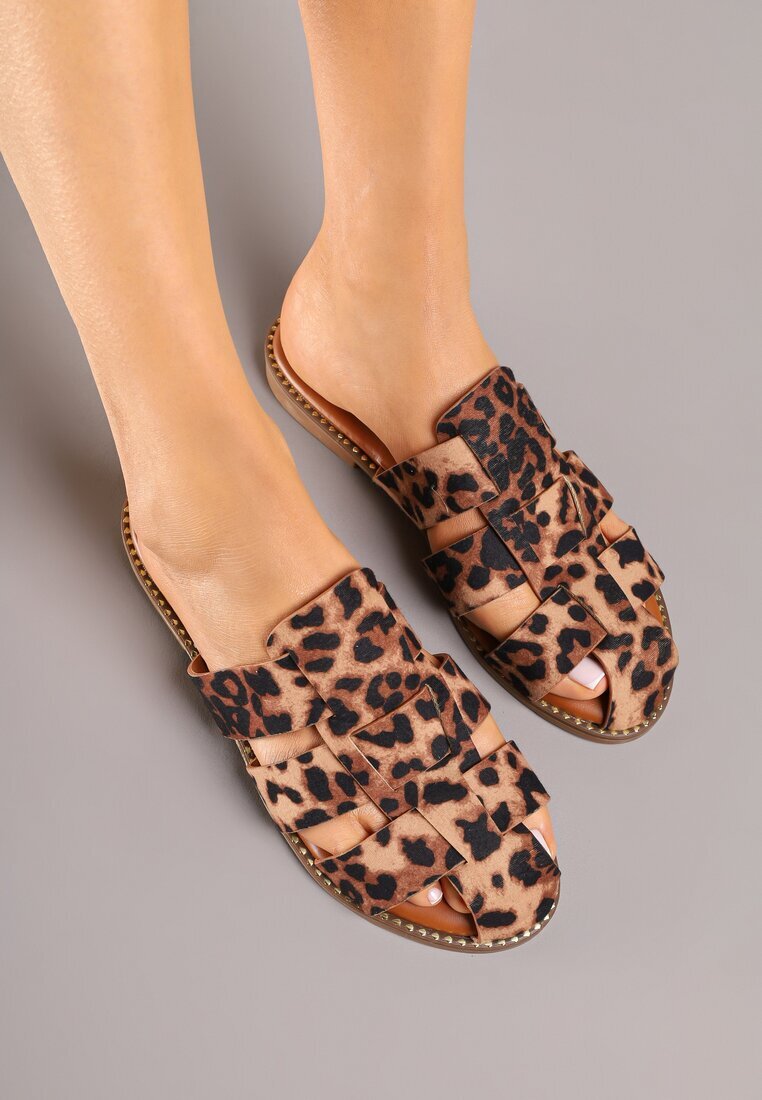 tulipano Papuci Mule Leopard cu curele împletite Zarilise