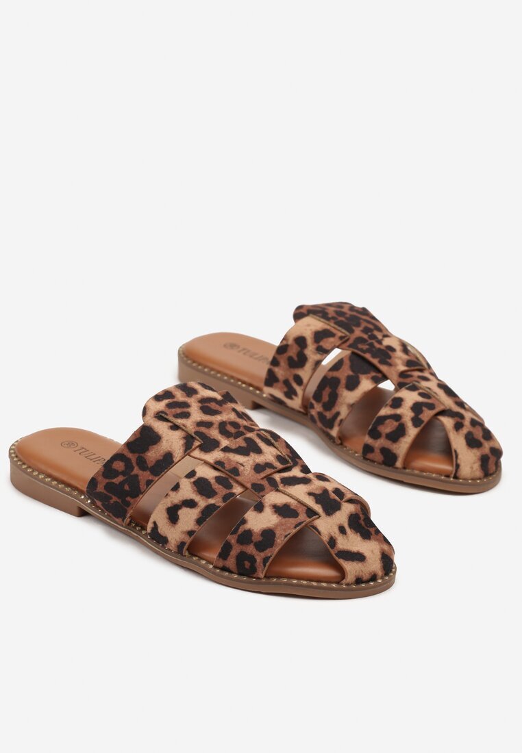 tulipano Papuci Mule Leopard cu curele împletite Zarilise