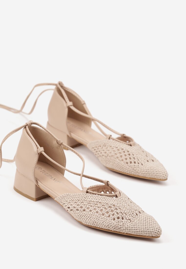 tulipano Sandale Bej Decupate cu șiret Rallirea