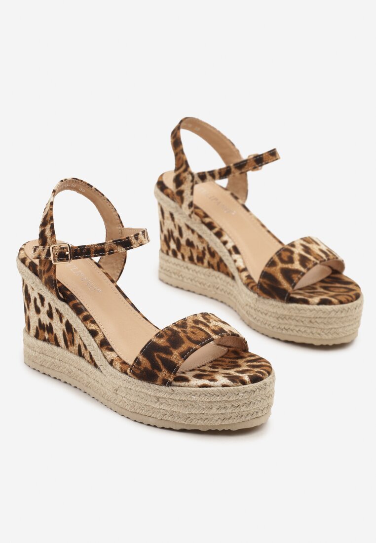 tulipano Sandale leopard cu pană și platformă cu împletituri Merathra