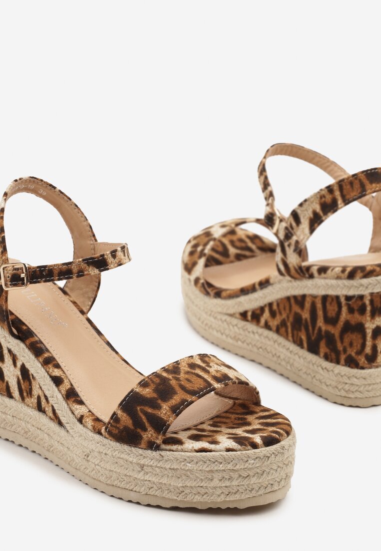 tulipano Sandale leopard cu pană și platformă cu împletituri Merathra