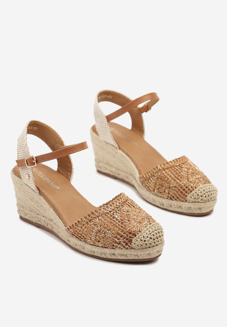 tulipano Sandale Maro Decupate Stil Boho cu Talpă Pană cu Împletitură Tenalisea