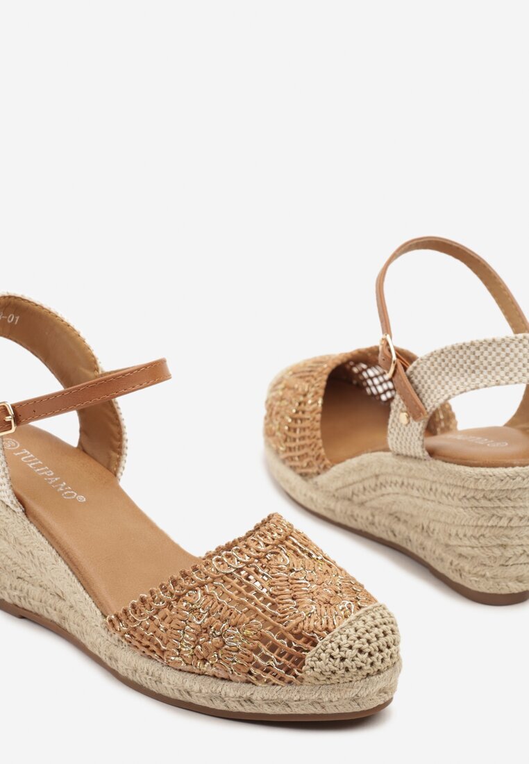 tulipano Sandale Maro Decupate Stil Boho cu Talpă Pană cu Împletitură Tenalisea