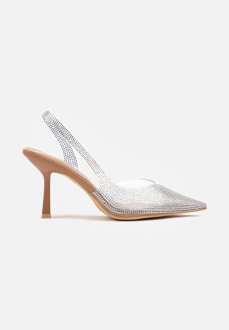 tulipano Sandale Maro Transparente cu spatele deschis decorate cu zirconii Galineas