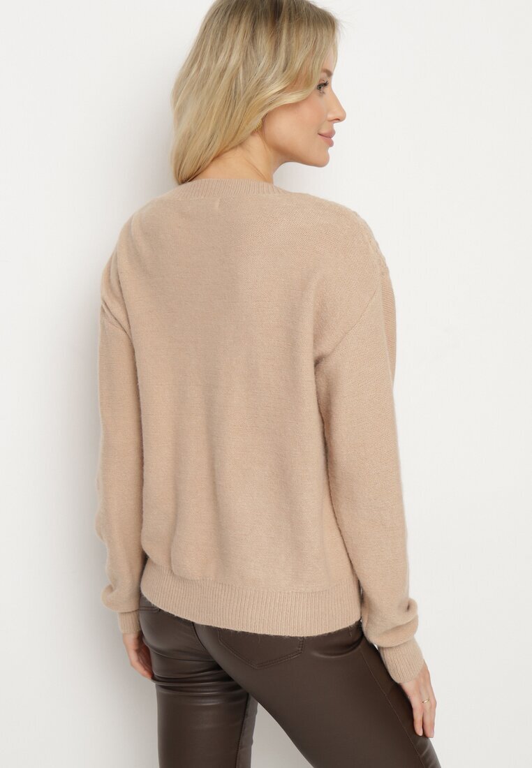 unigirl Cardigan Bej închis Deschis cu model ajurat Jolila