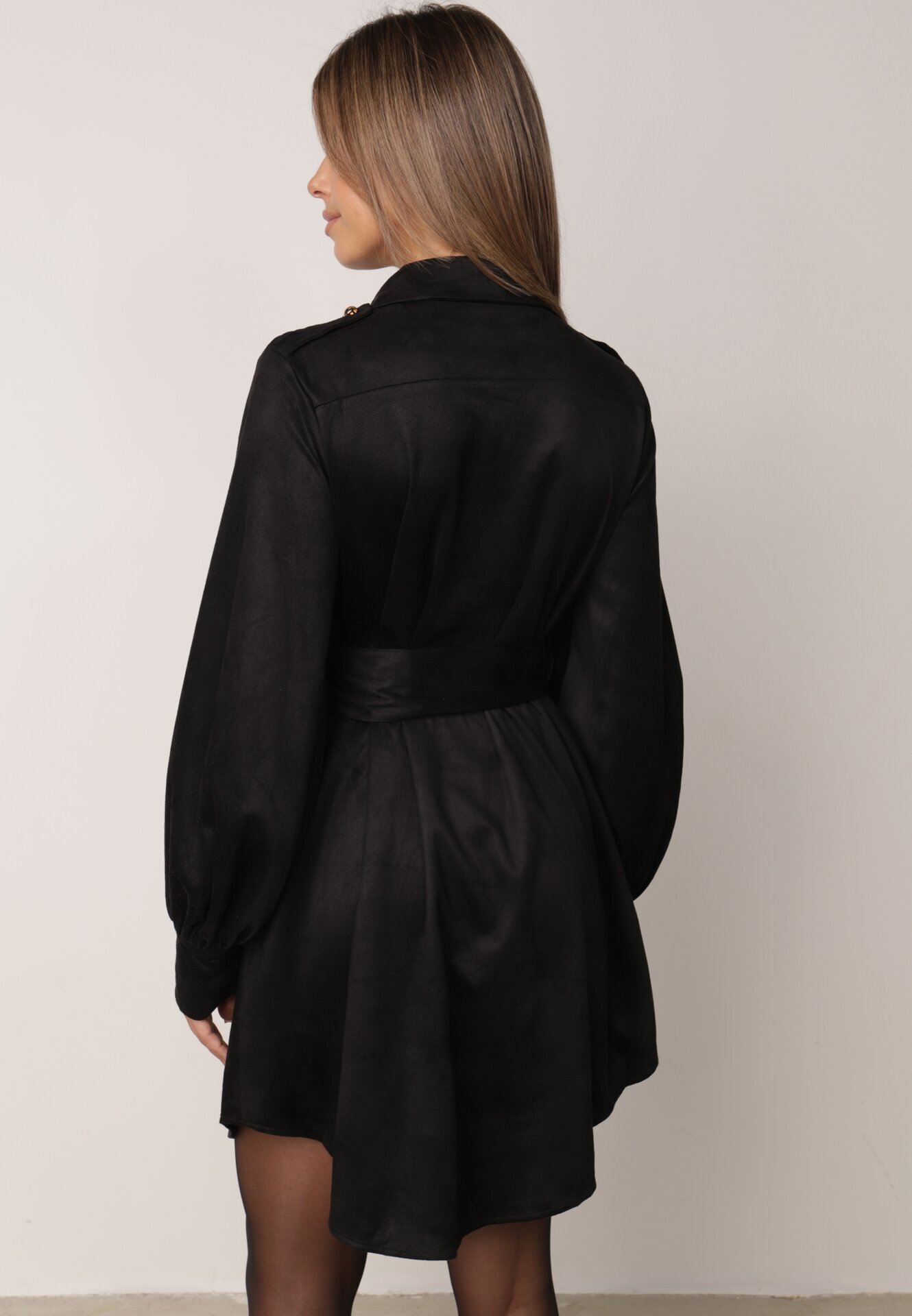 unigirl Rochie-cămașă în stil utility cu textură de piele întoarsă Nirette Neagră