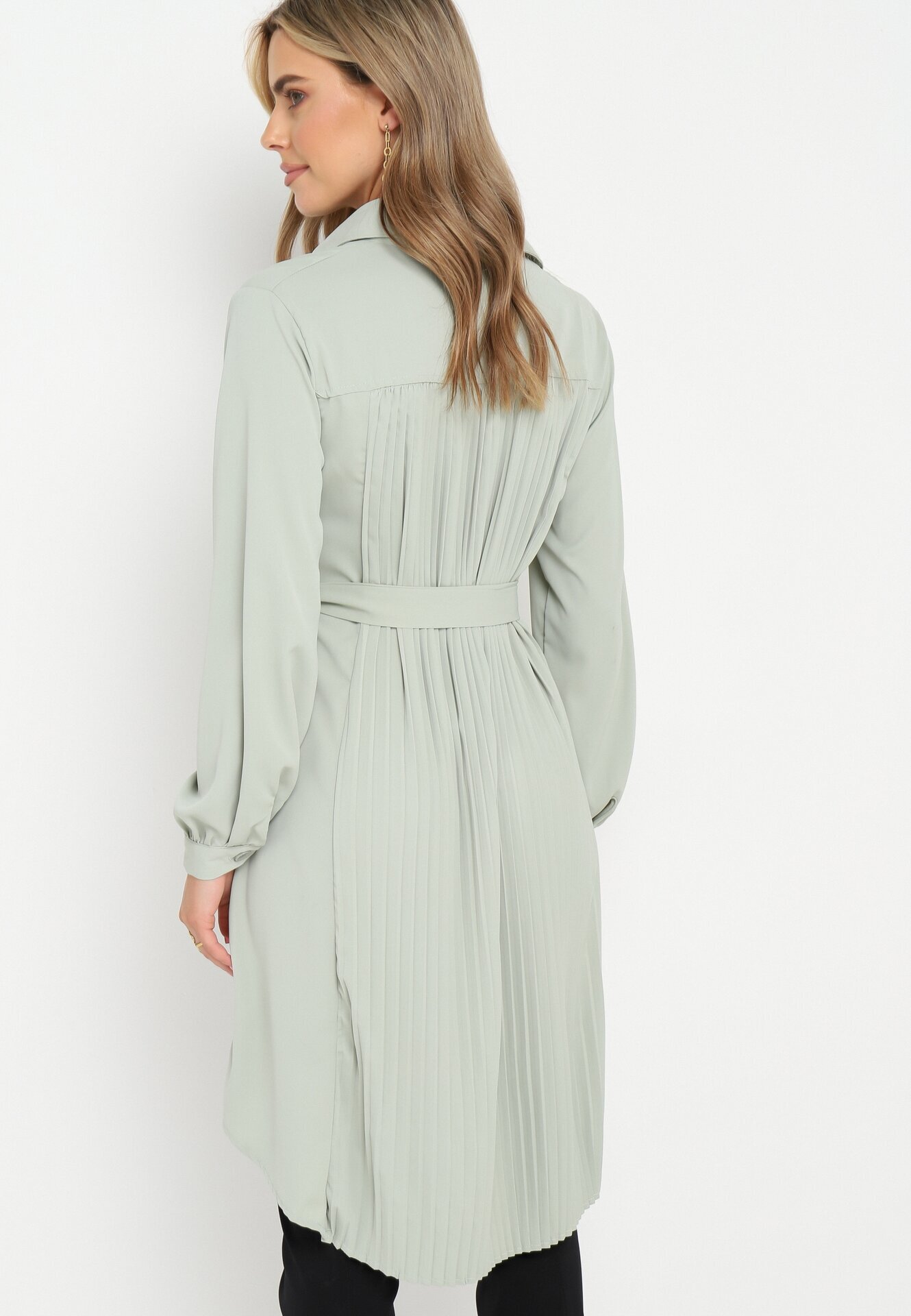 unigirl Rochie cămașă verde deschis de bumbac Aravia