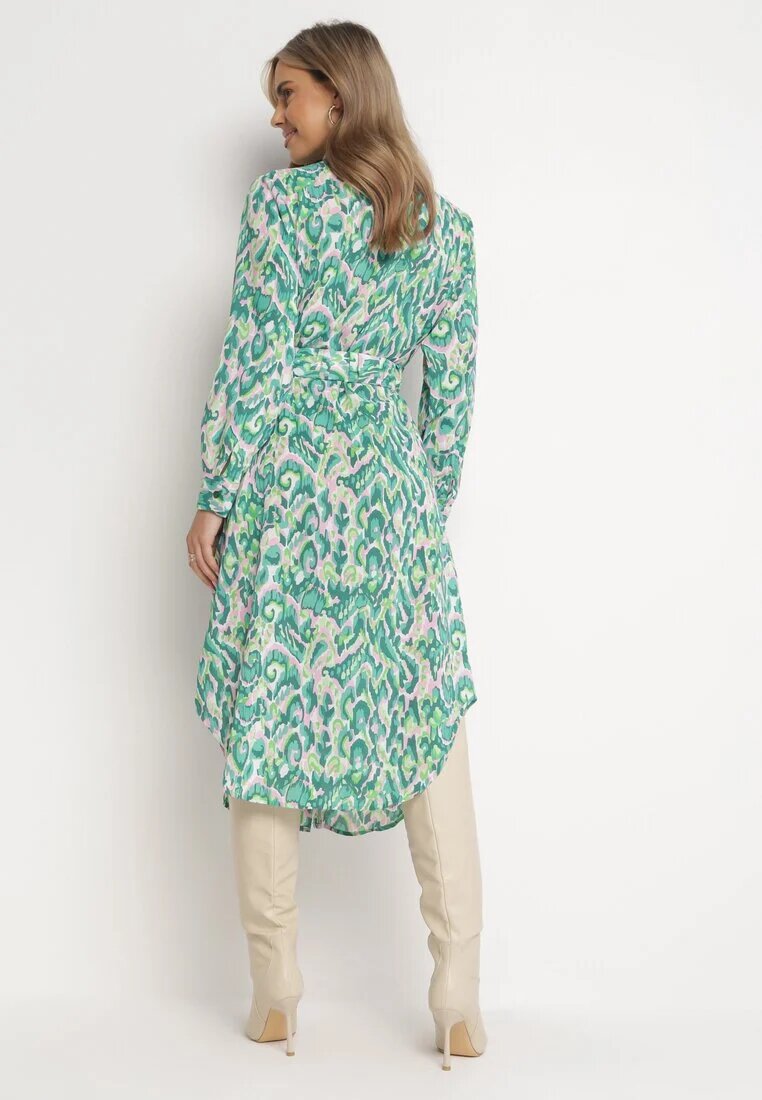 unigirl Rochie cămașă verde Midi cu curea elastică cu imprimeu abstract Demoni