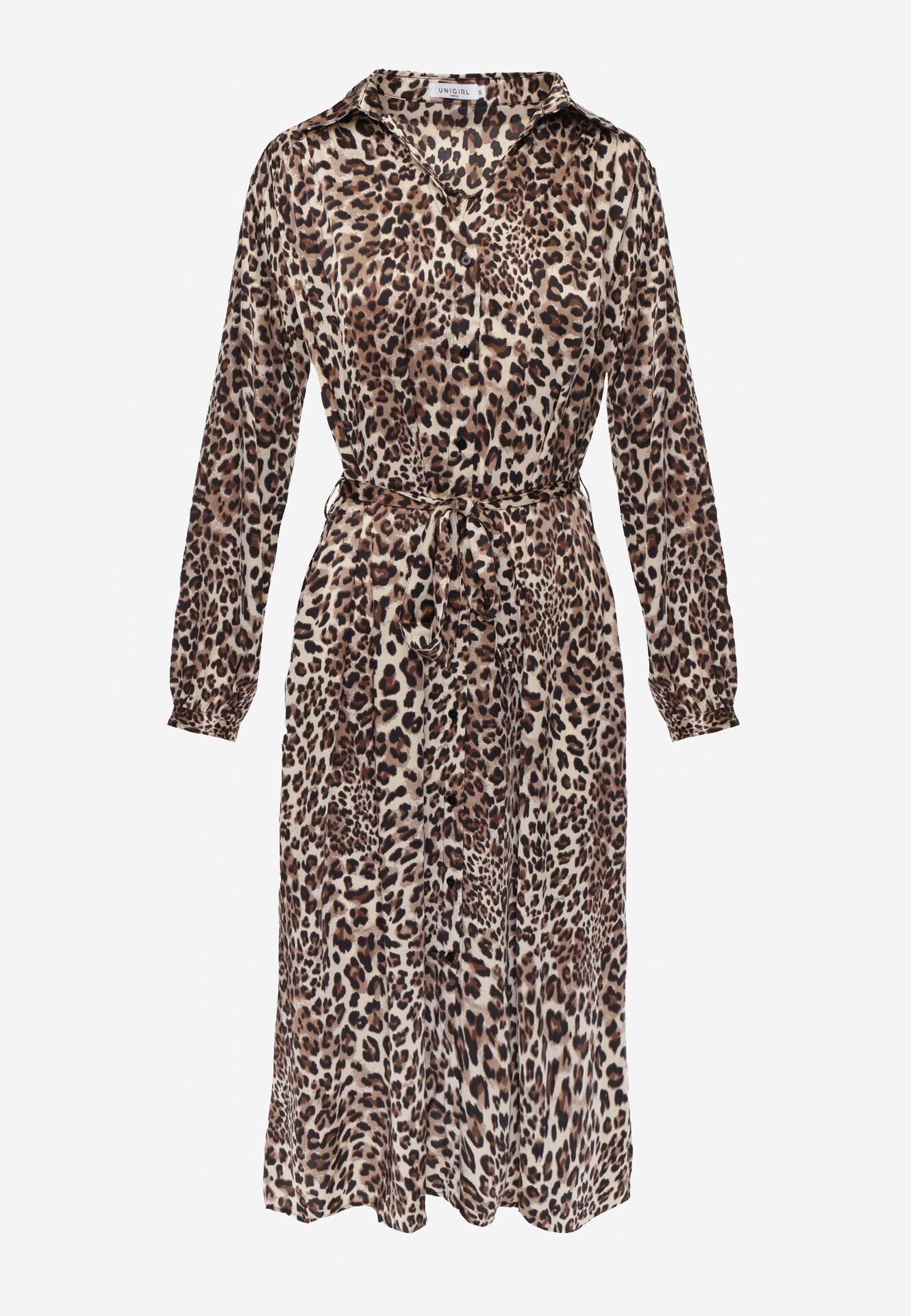 unigirl Rochie Tip cămașă Midi Maro cu imprimeu leopard Chaitra