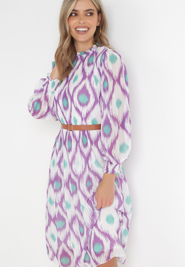unigirl Rochie Violetă Tip cutie Midi cu plisare și curea Neromeda