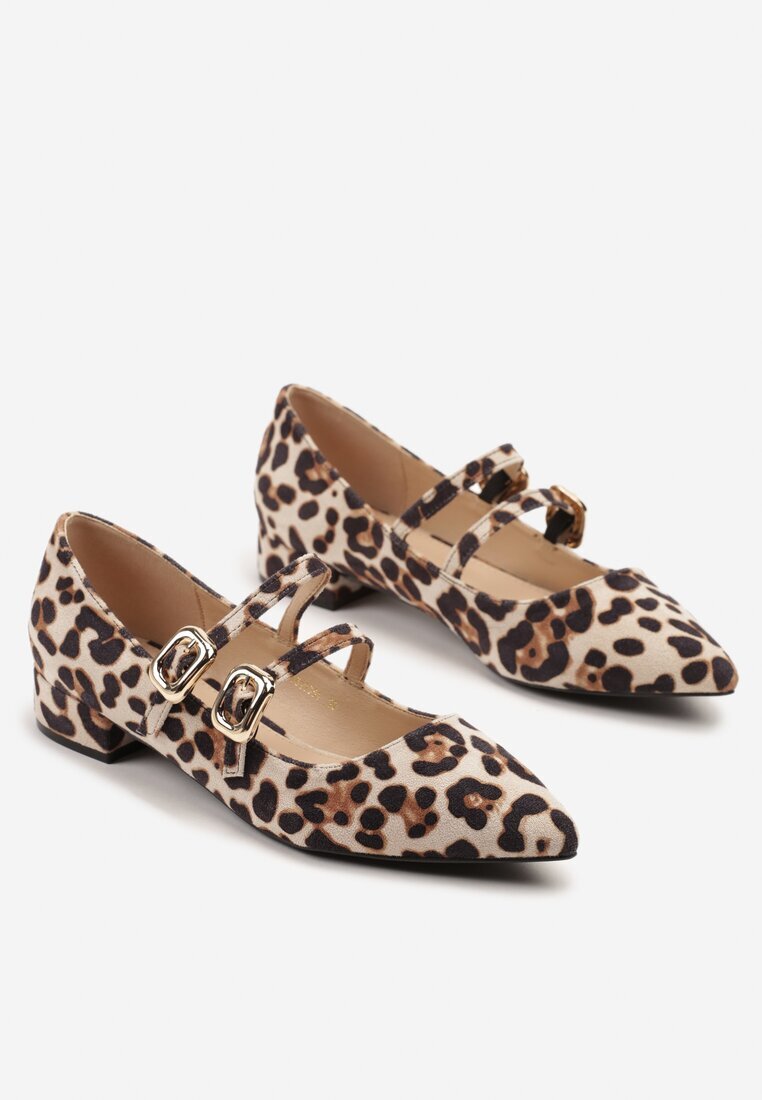 vera blum Pantofi cu toc leopard cu vârf ascuțit și catarame Odilissa