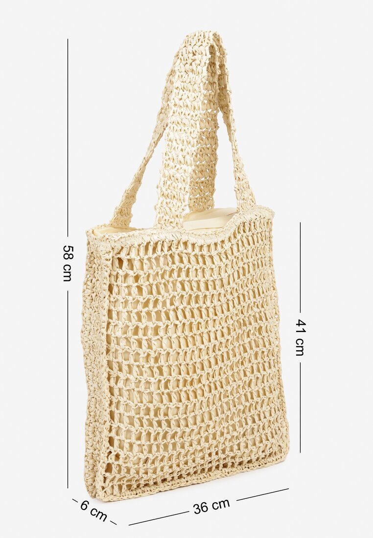 versoli Geantă de plajă bej Shopper din împletitură cu inscripția Odelira