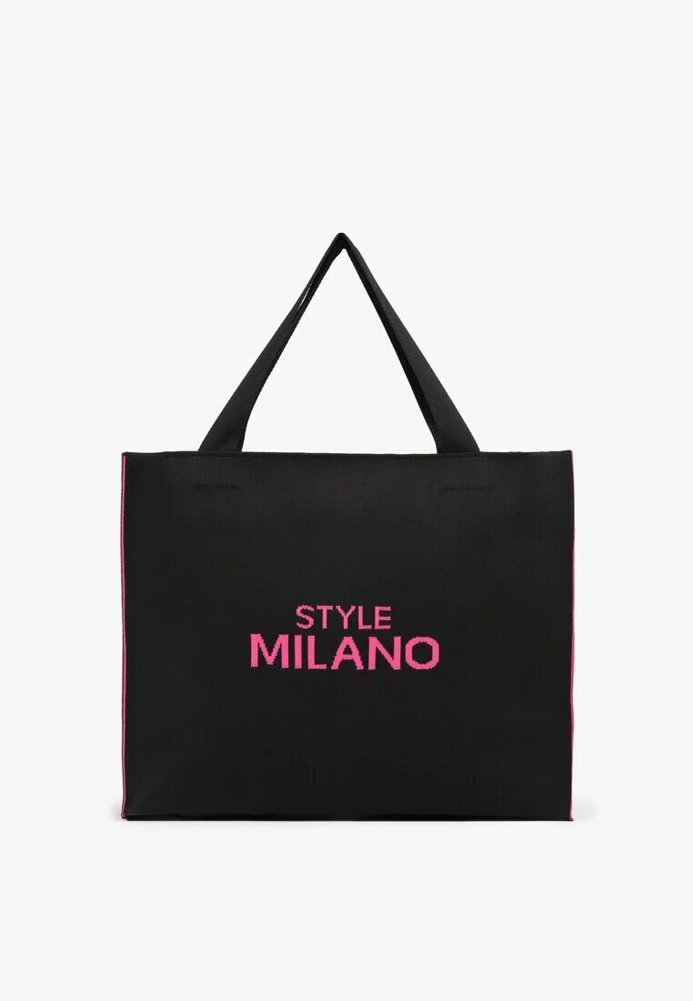 versoli Geantă Negru-Fuchsia Shopper Textilă Cu inscripție Cu fermoar Saliretia