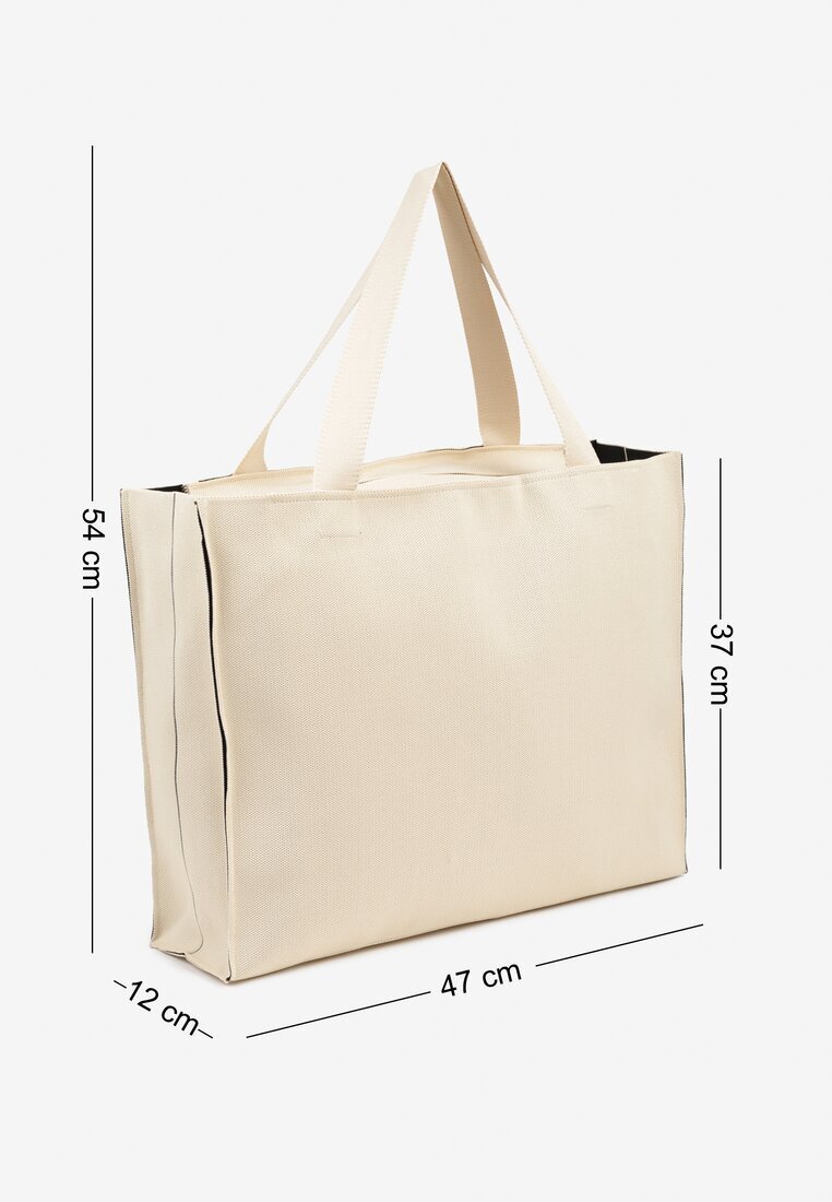 versoli Geantă Shopper Bej textilă cu Text cu Fermoar Saliretia