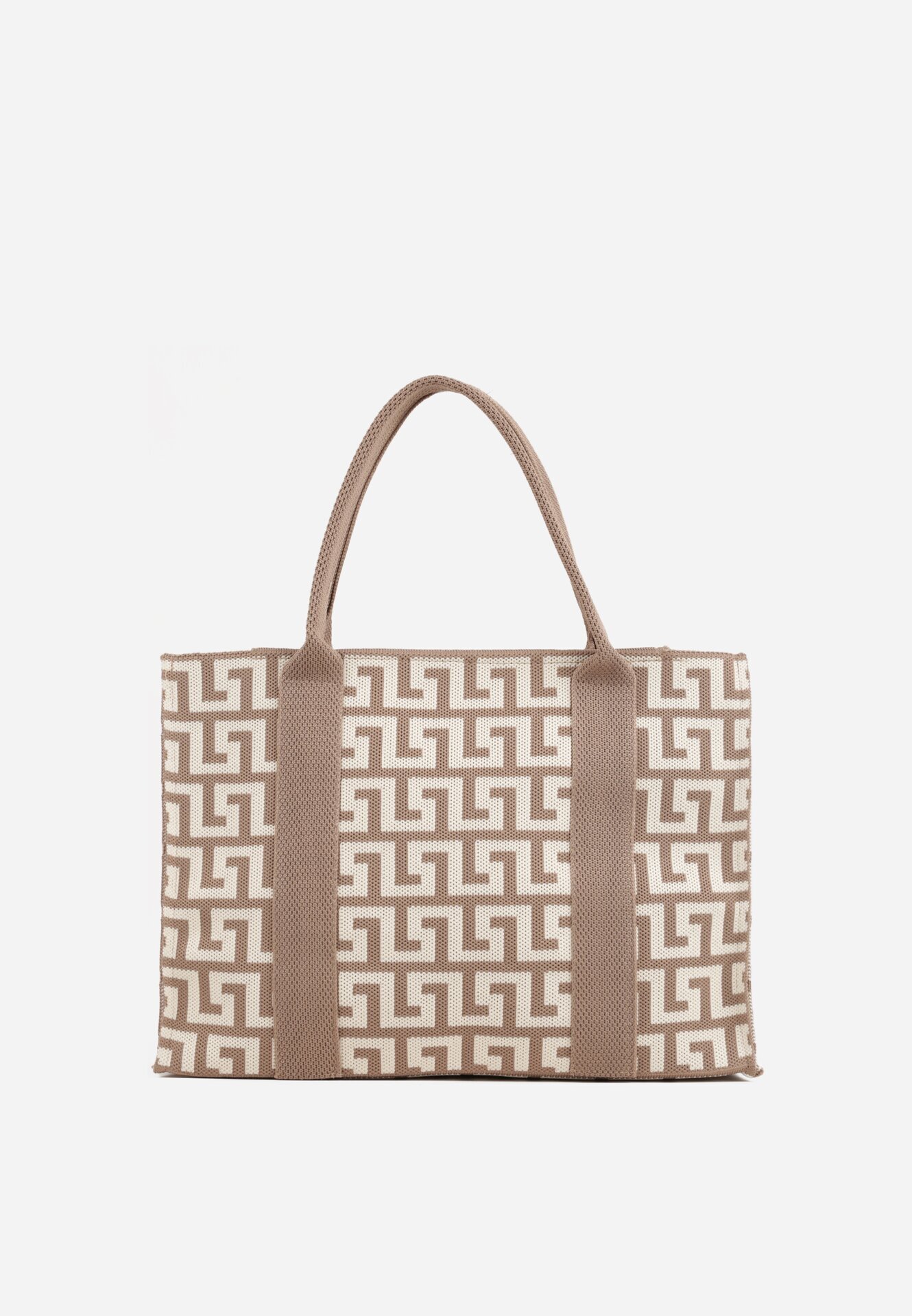 versoli Geantă shopper din material textil cu model geometric cu mânere și curea Vlada Bej