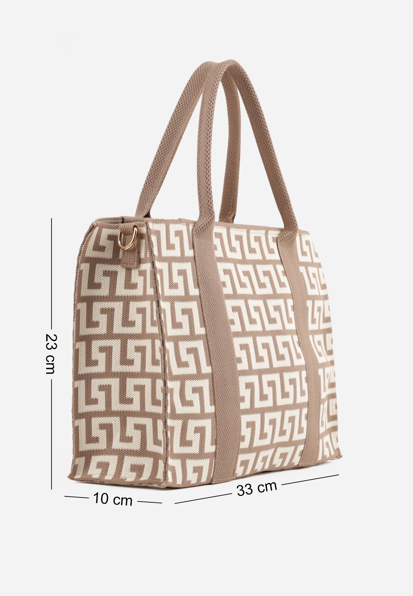 versoli Geantă shopper din material textil cu model geometric cu mânere și curea Vlada Bej