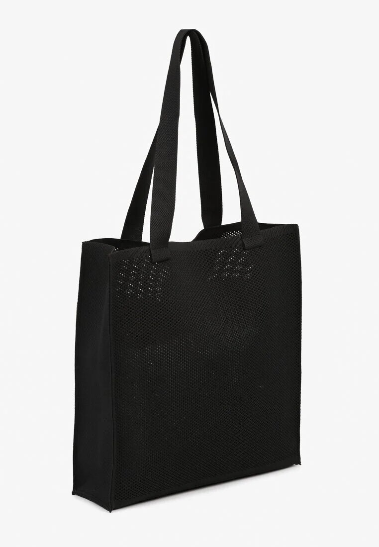 versoli Geantă shopper neagră din țesătură embosată Salarea