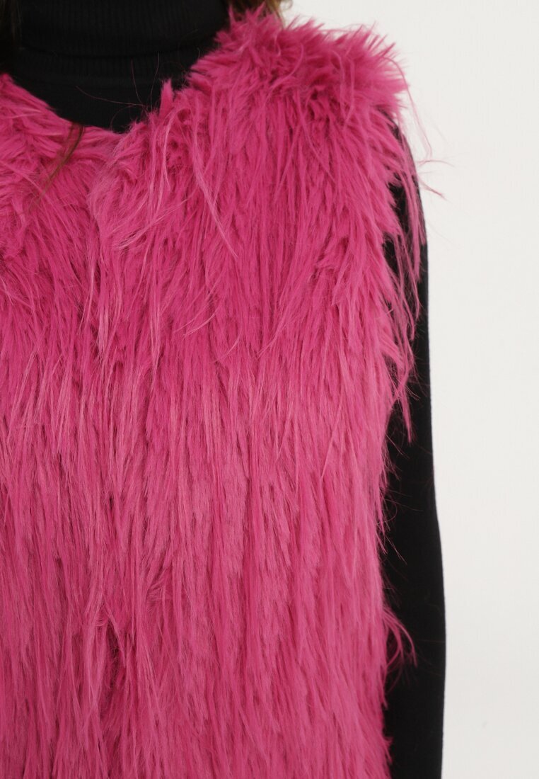  Vestă Fucsia Din blană cu buzunare oblice Venzira