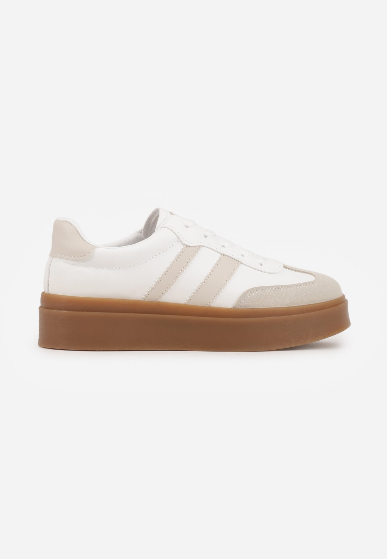via giulia Sneakers Alb-Bej în Stil Tenisi cu Dungi Nilomira