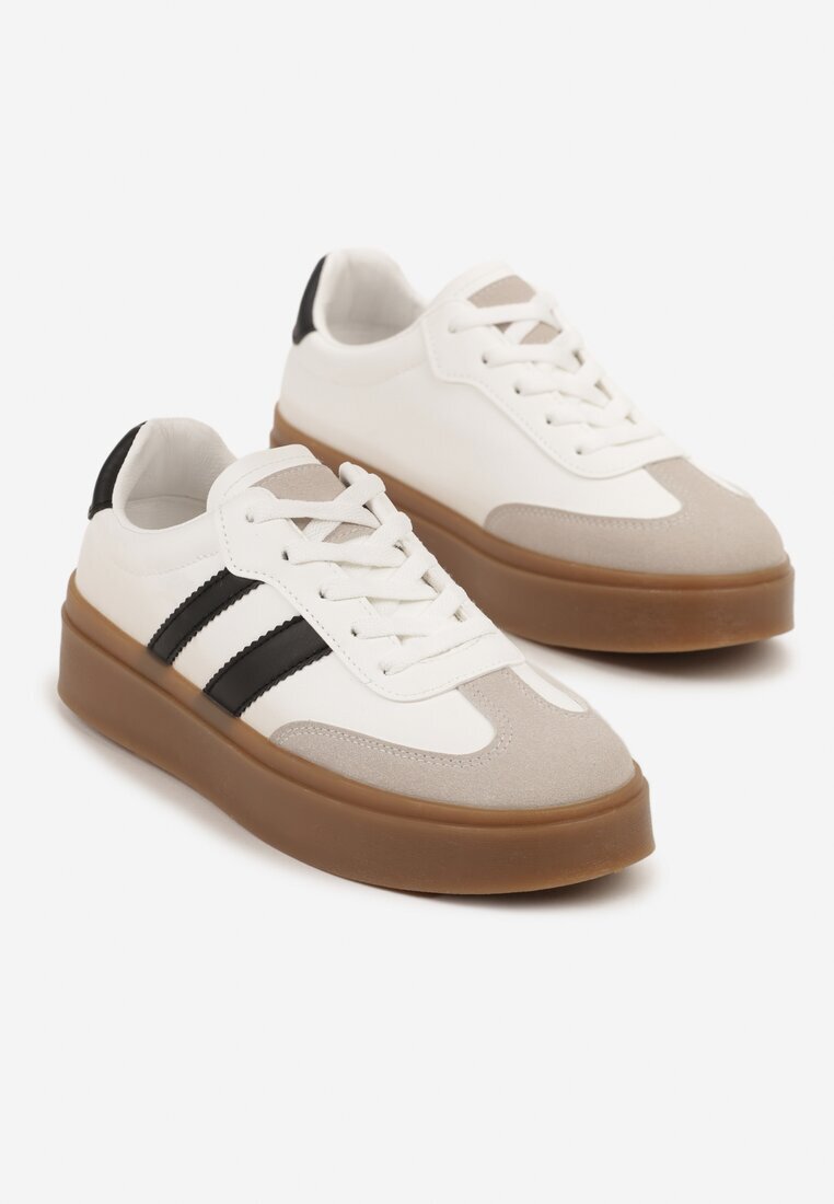 via giulia Sneakers Alb-Negru în Stil Tenis cu Dungi Nilomira