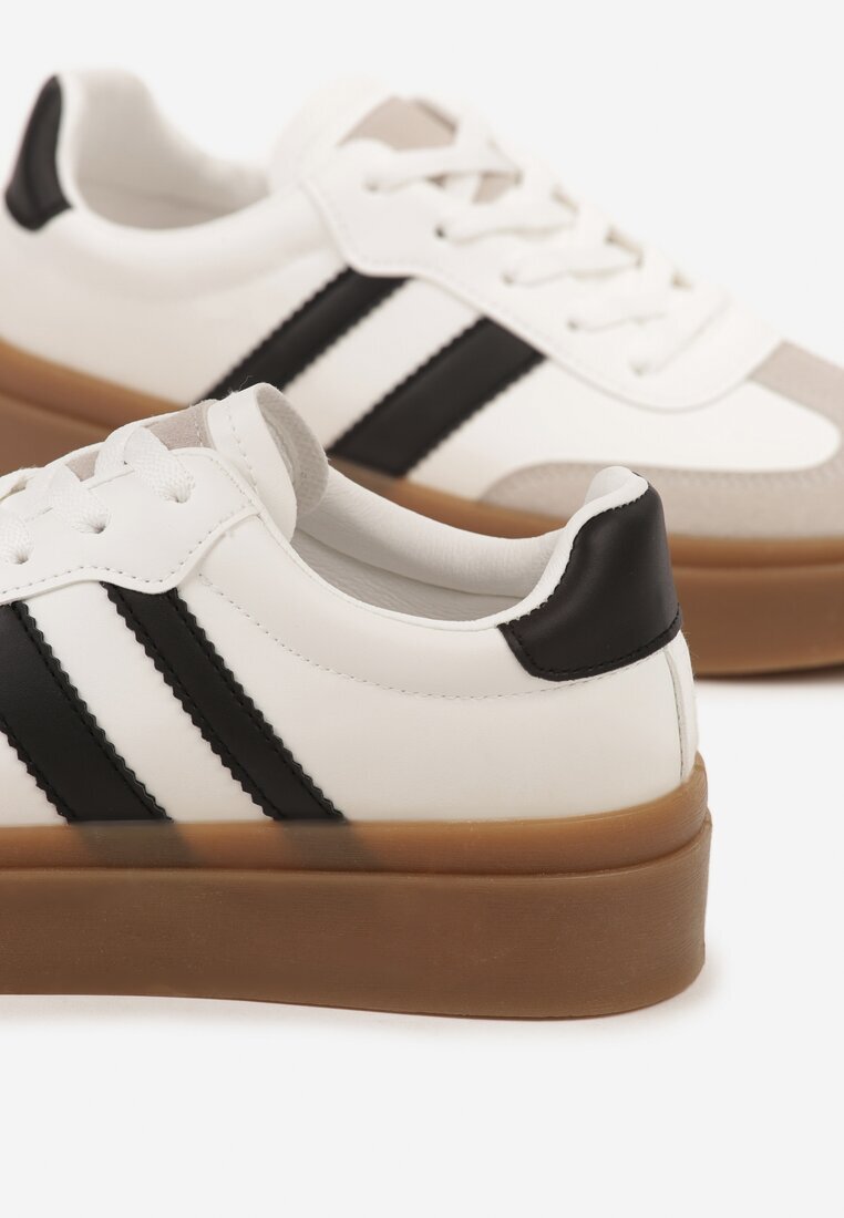 via giulia Sneakers Alb-Negru în Stil Tenis cu Dungi Nilomira