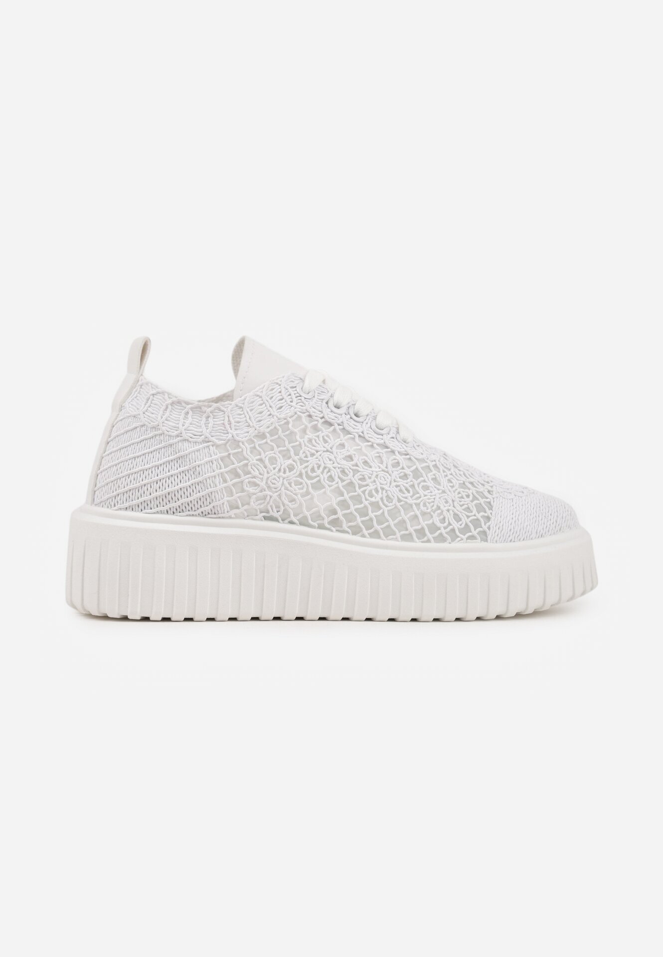 vices Adidași Albi Ajurate pe Talpă Groasă cu Relief Luminise