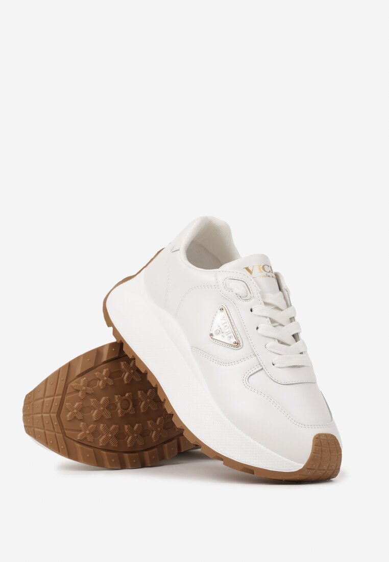 vices Adidași Albi cu Talpă Groasă cu Ornament Metalic Nelastra
