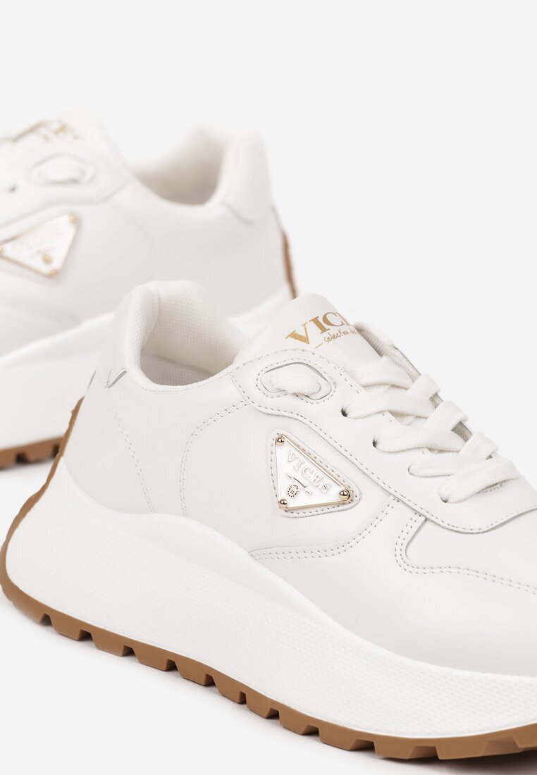 vices Adidași Albi cu Talpă Groasă cu Ornament Metalic Nelastra