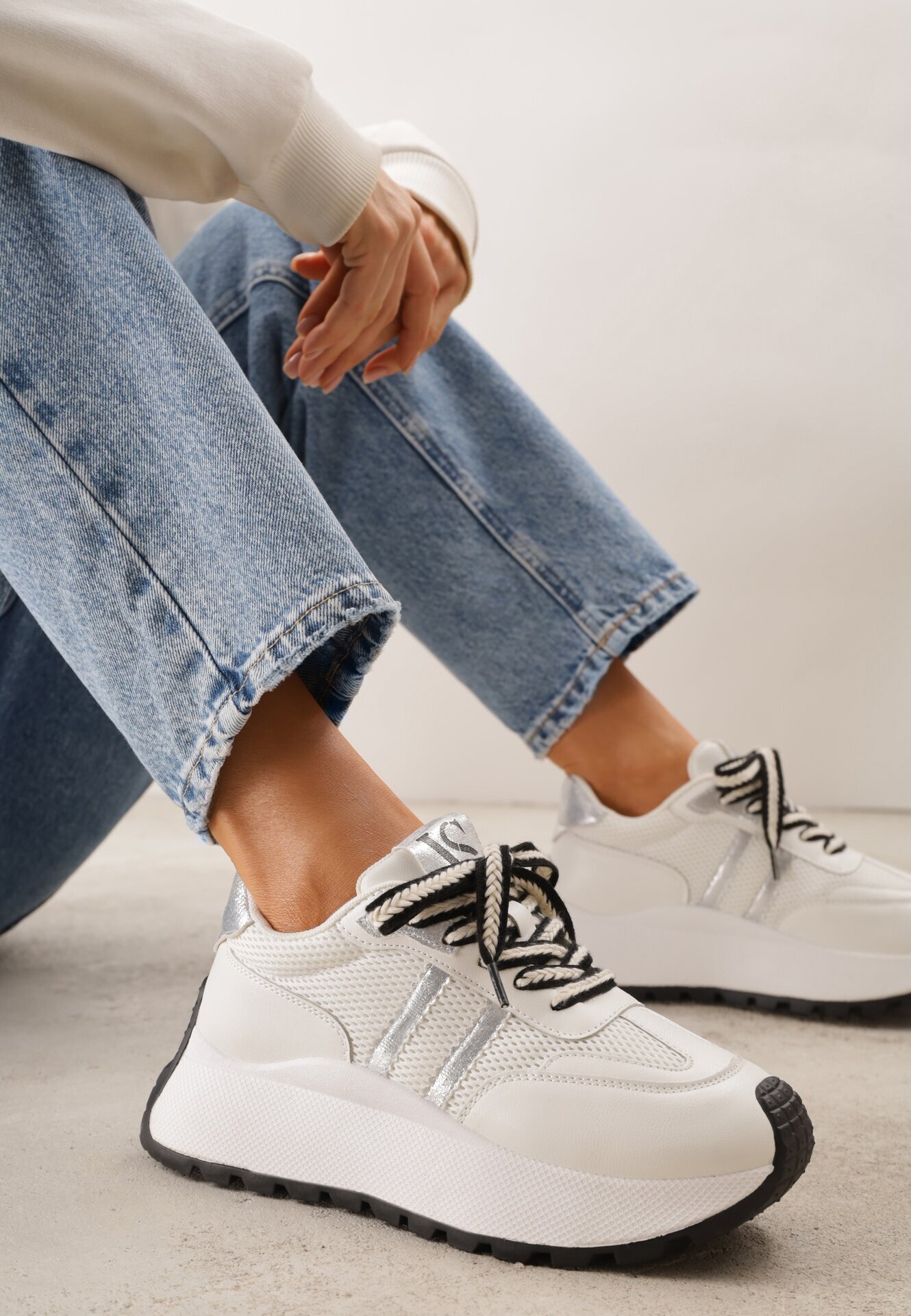 vices Adidași Albi în Stil Streetwear cu Talpă Groasă Ilinatea
