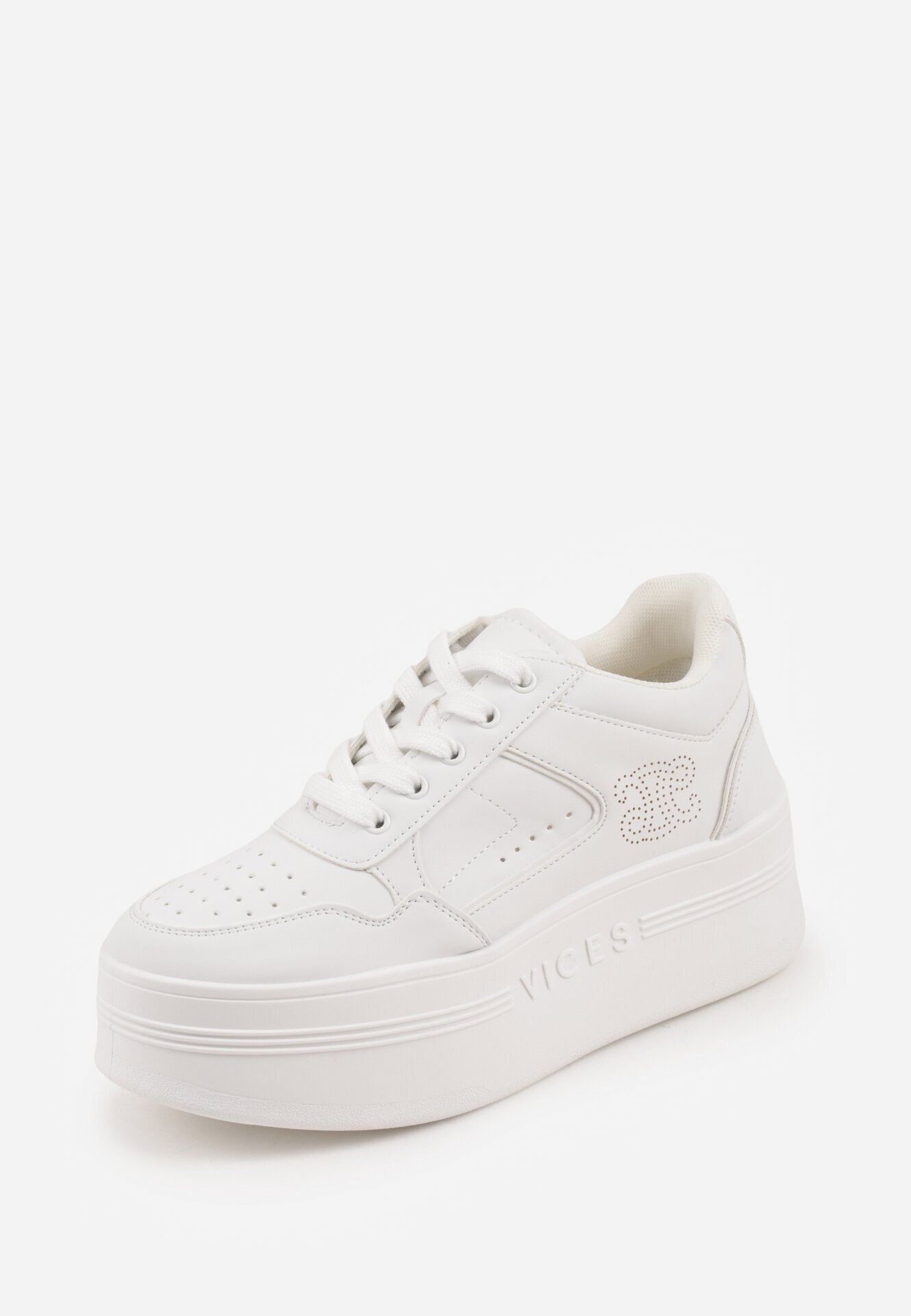 vices Adidași Albi pe Talpă Groasă cu Inserții Metalice Nelesea