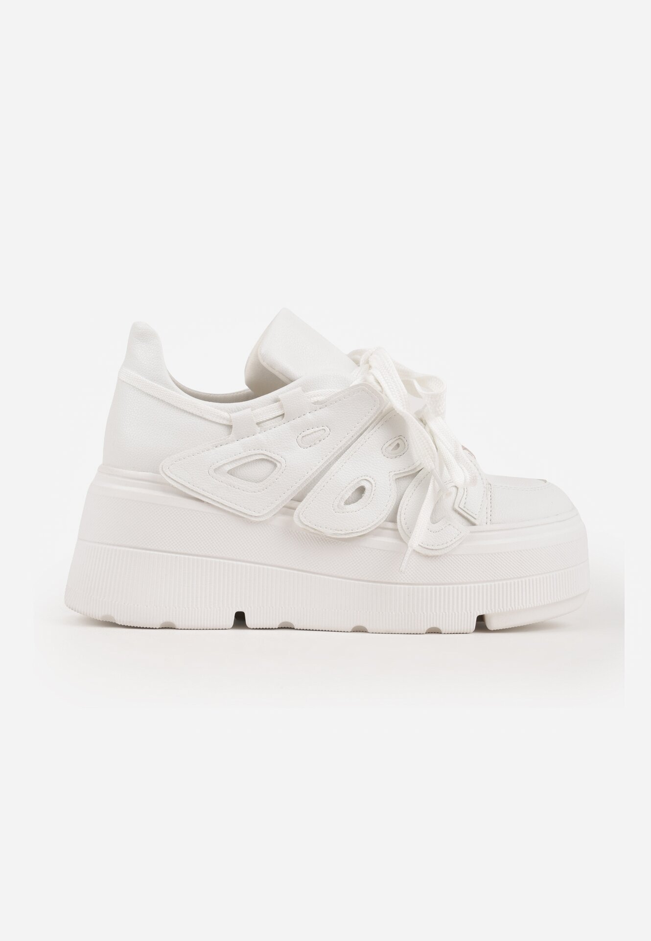 vices Adidași Albi Plati cu Șiret Dublu cu Decor 3D Nelarissa