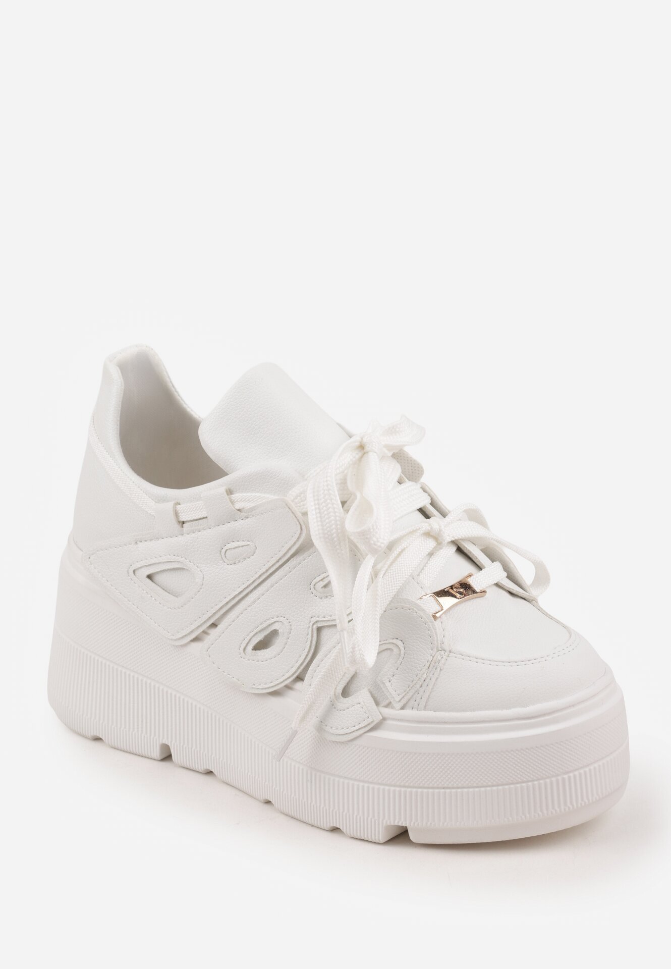 vices Adidași Albi Plati cu Șiret Dublu cu Decor 3D Nelarissa