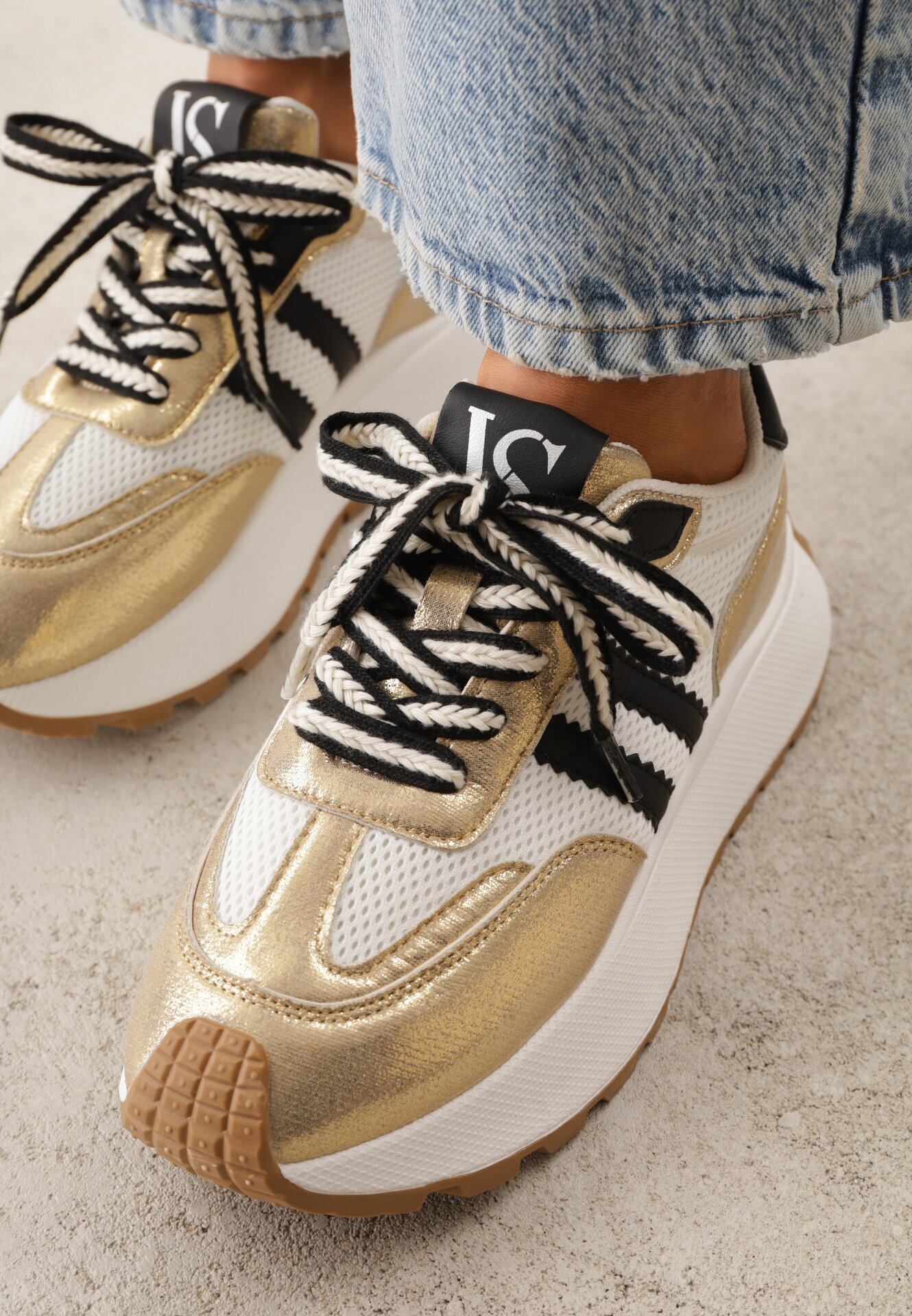 vices Adidași Aurii în Stil Streetwear pe Talpă Groasă Ilinatea