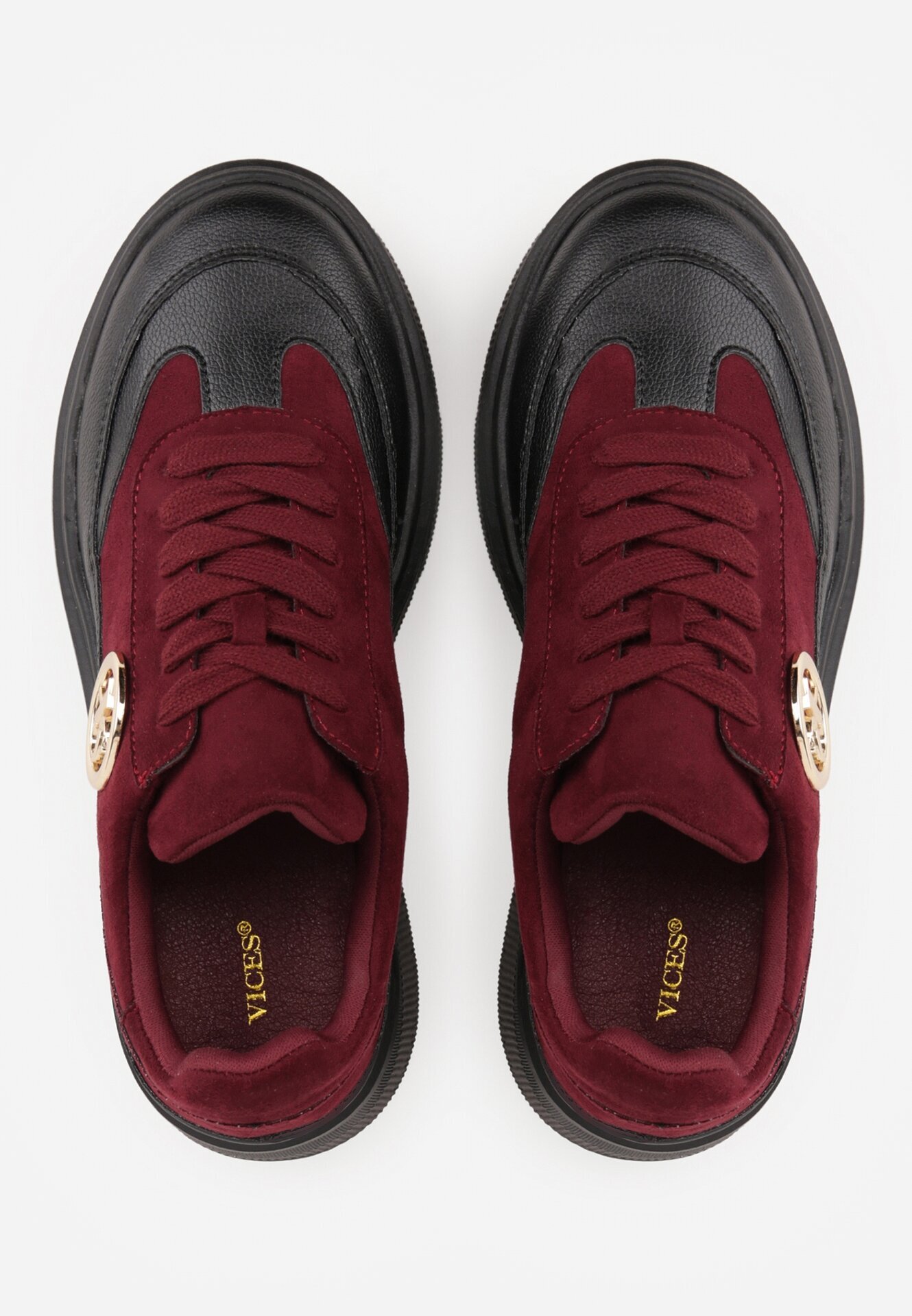 vices Adidași Bordeaux pe platformă Decorați cu aplicație rotundă Wodvire