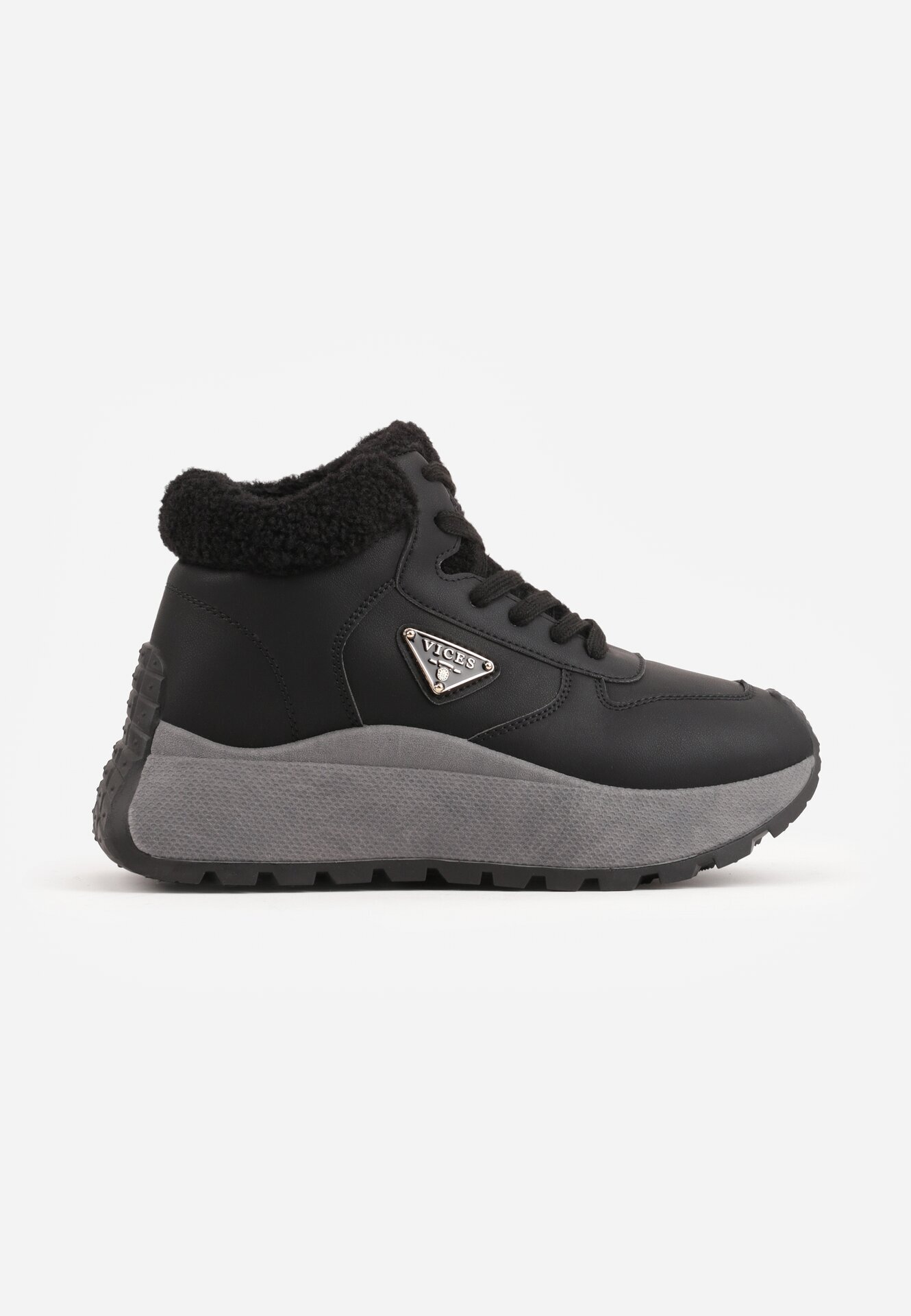 vices Adidași de iarnă negri cu Talpă Groasă cu Ornament Triunghiular Filritisa