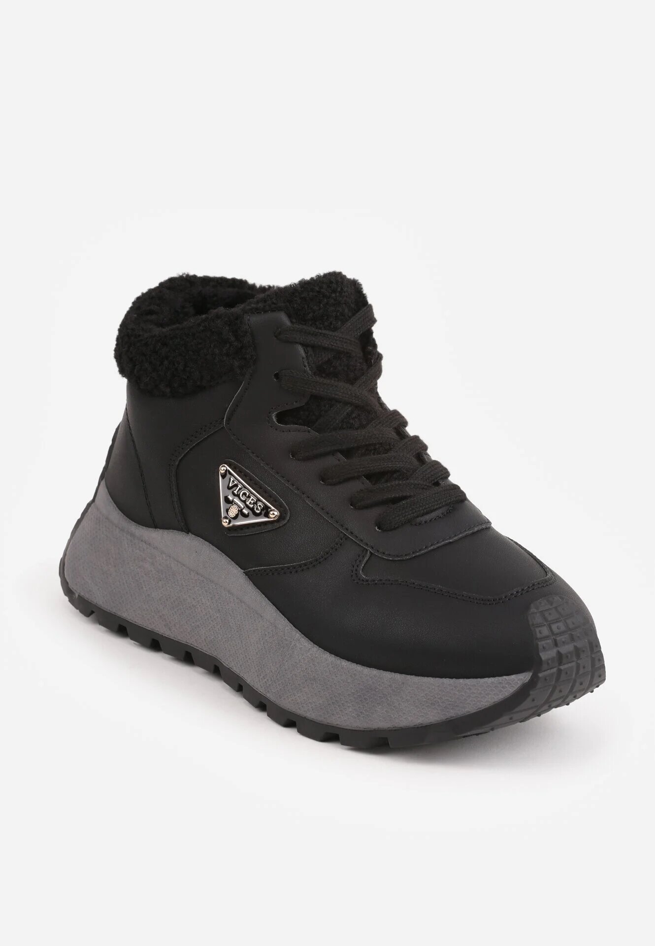 vices Adidași de iarnă negri cu Talpă Groasă cu Ornament Triunghiular Filritisa