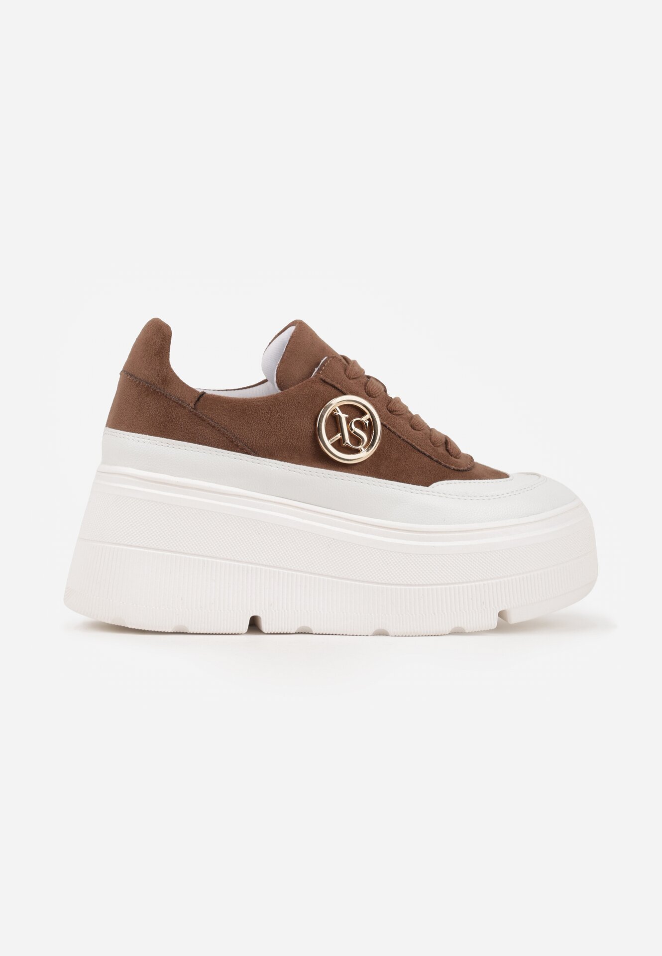 vices Adidași Maro-Alb pe Platformă Decorați cu Aplicație Rotundă Wodvire
