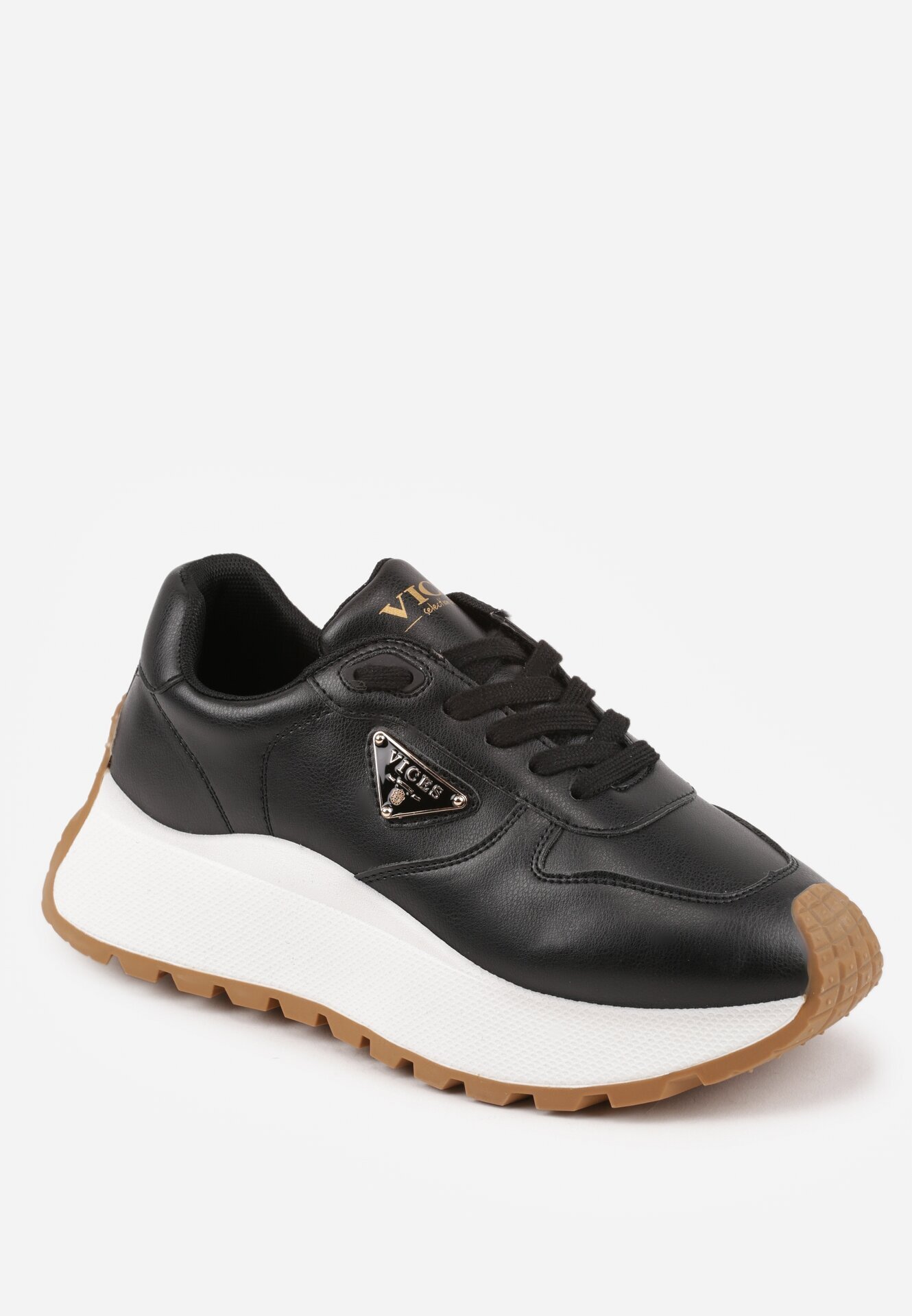 vices Adidași Negri cu Talpă Groasă cu Ornament Metalic Nelastra