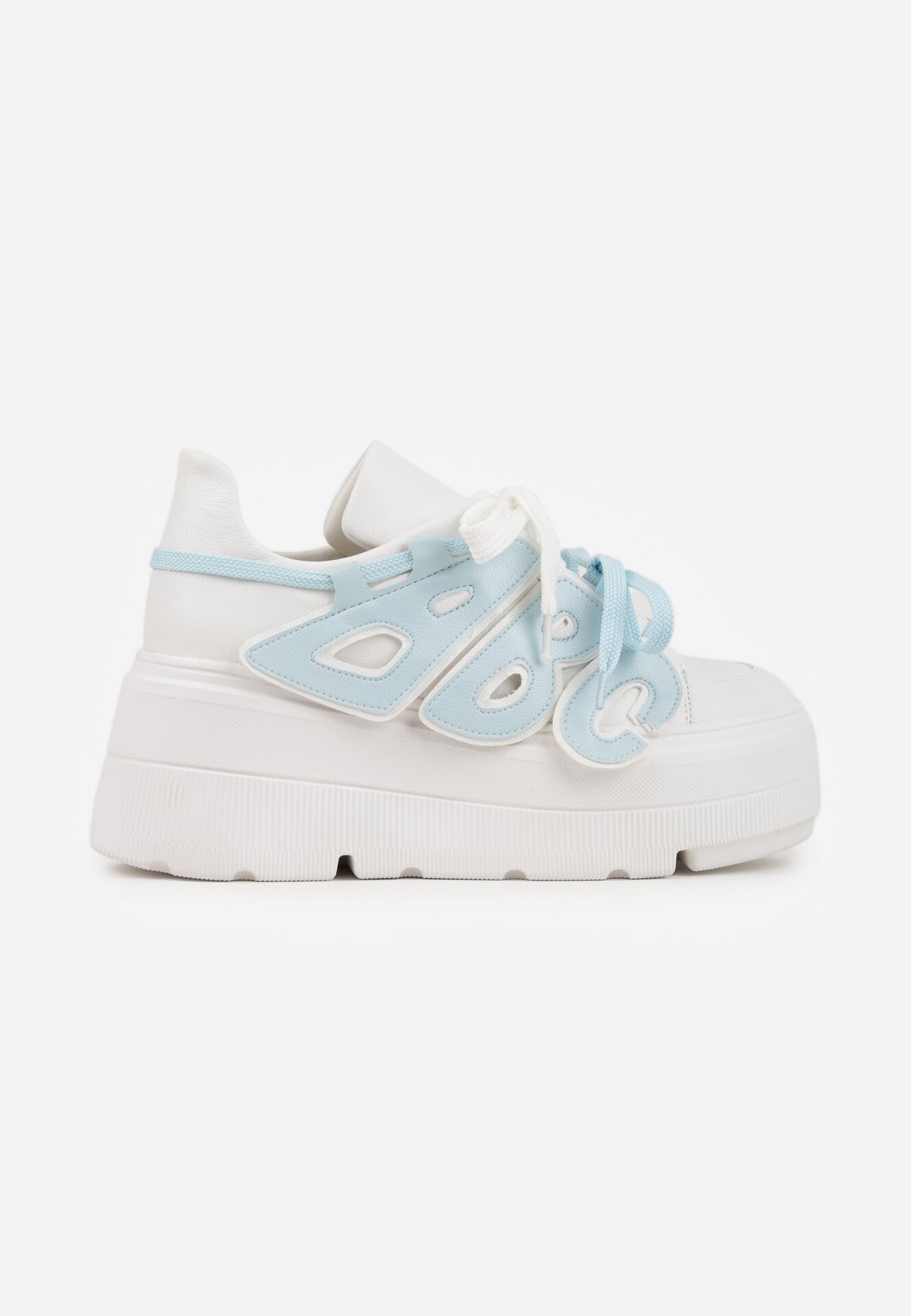 vices Adidași Plati Albi-Albaștri cu Șiret Dublu cu Ornament 3D Nelarissa