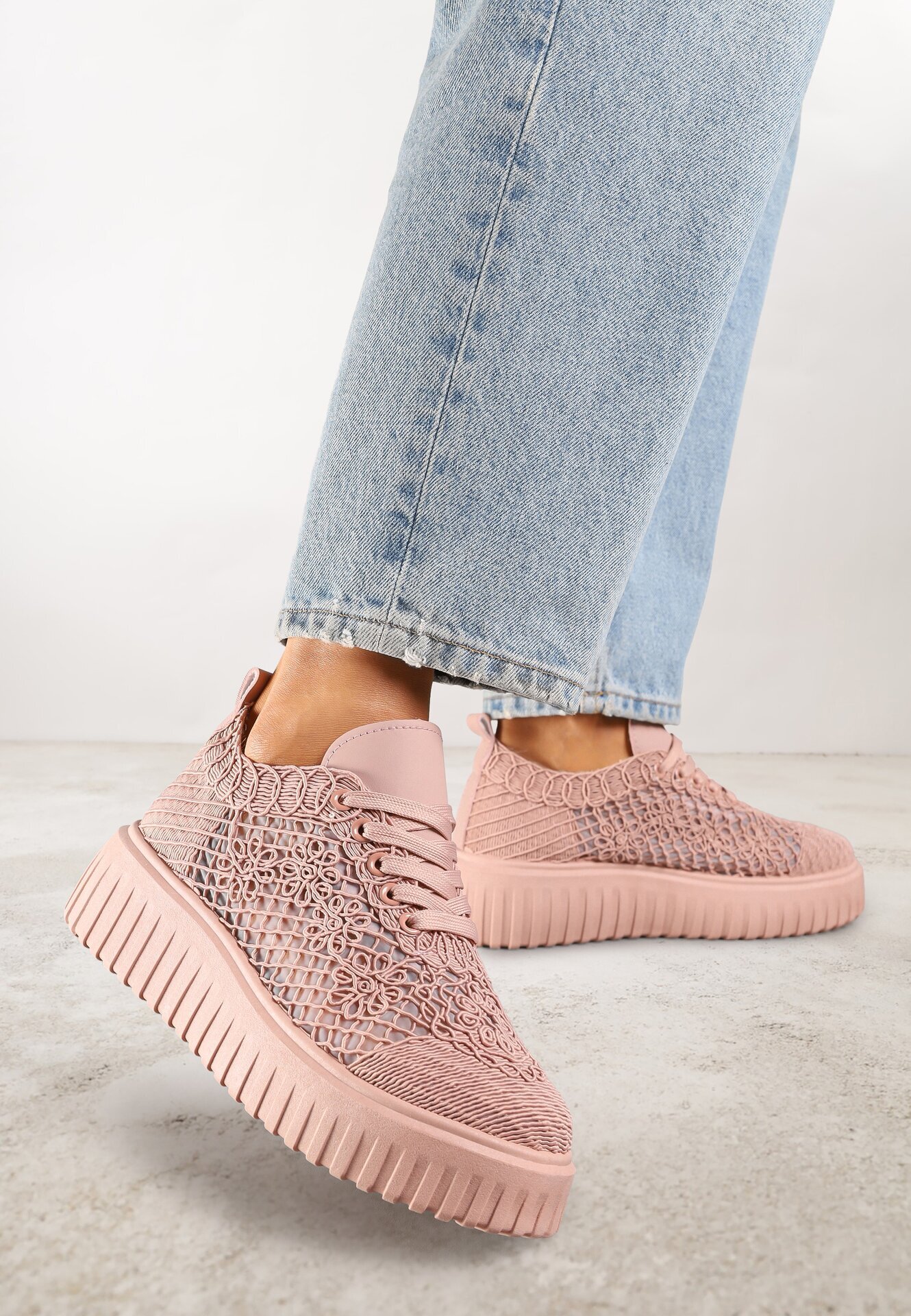 vices Adidași roz perforați cu talpă groasă cu model în relief Luminise