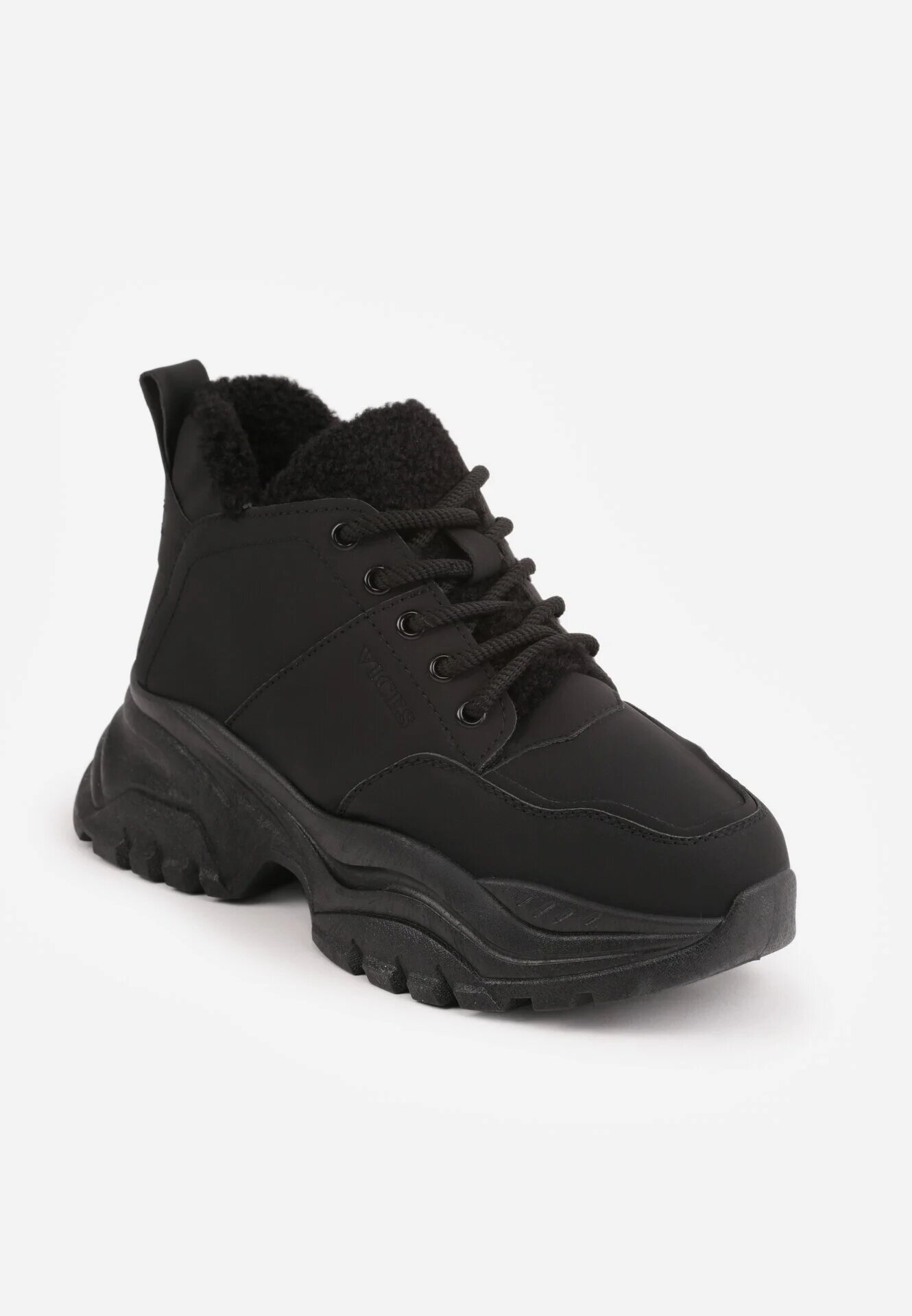 vices Adidași tip ghete Negre pe Platformă Groasă Reliefată Tip Trapper Narrise