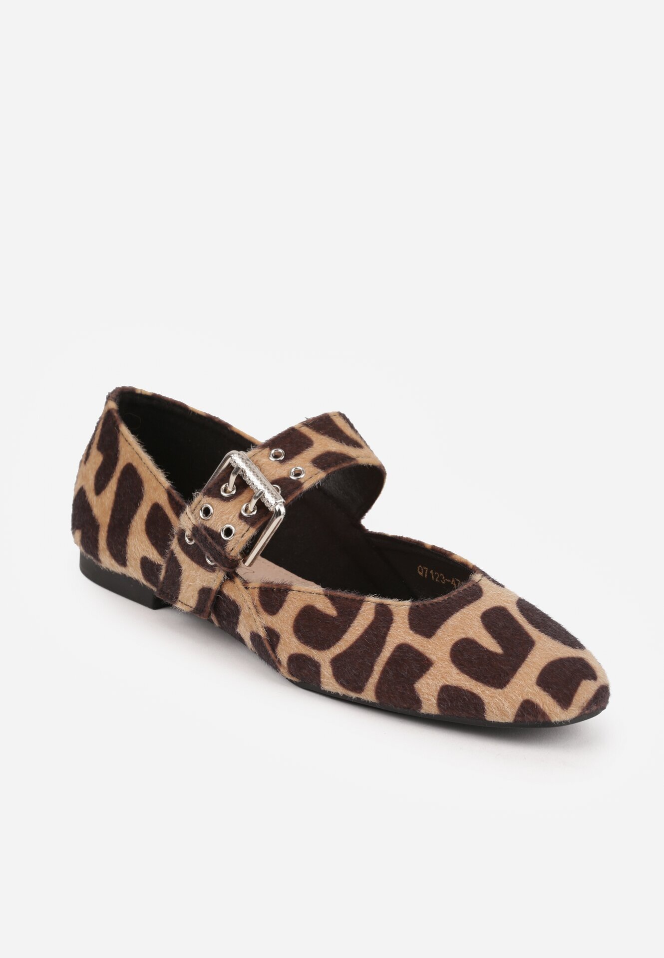 vices Balerini Leopard cu branț din piele și curea lată cu cataramă Rilucea
