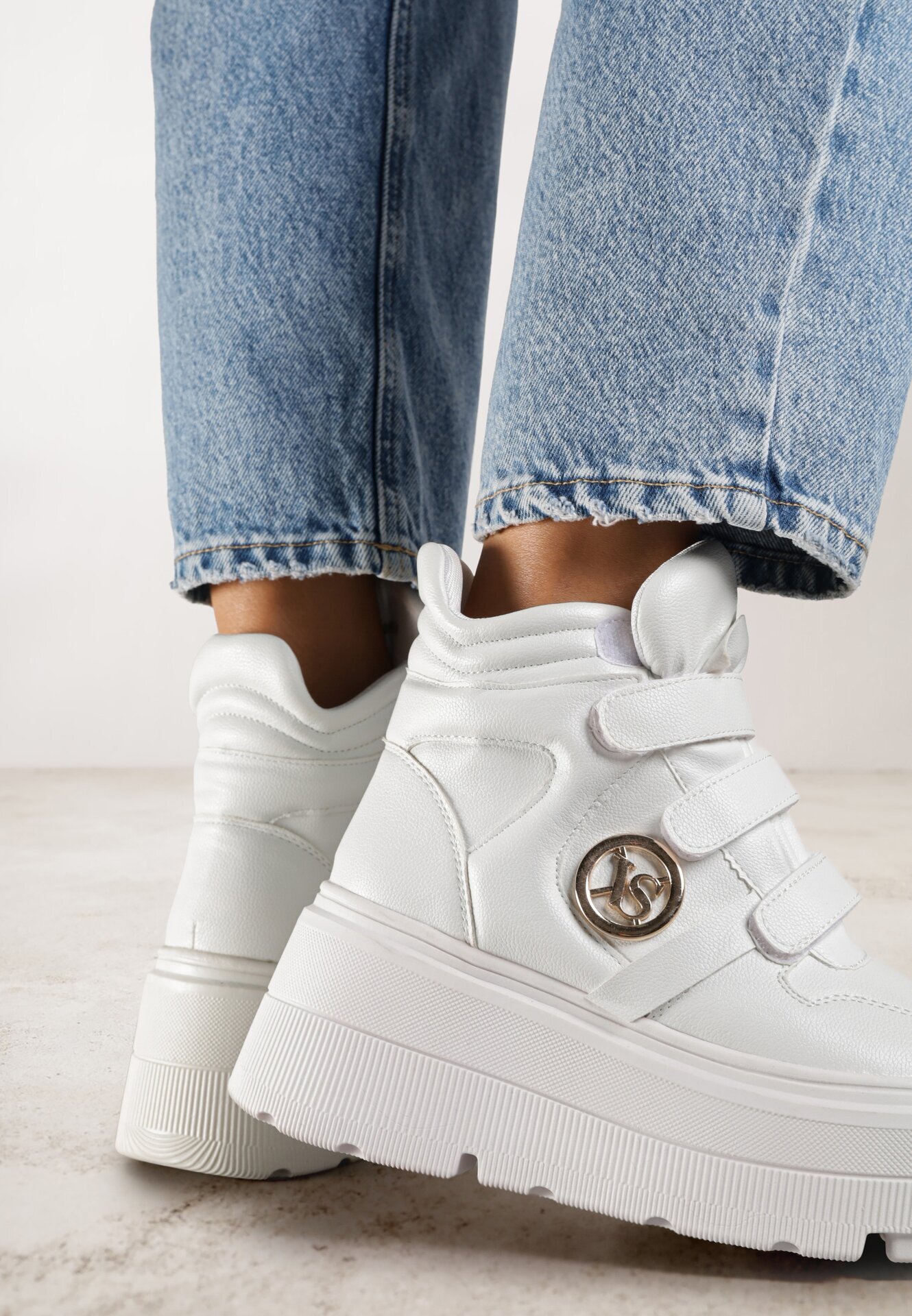 vices Botine Albe stil sneakers pe platformă Afirriva
