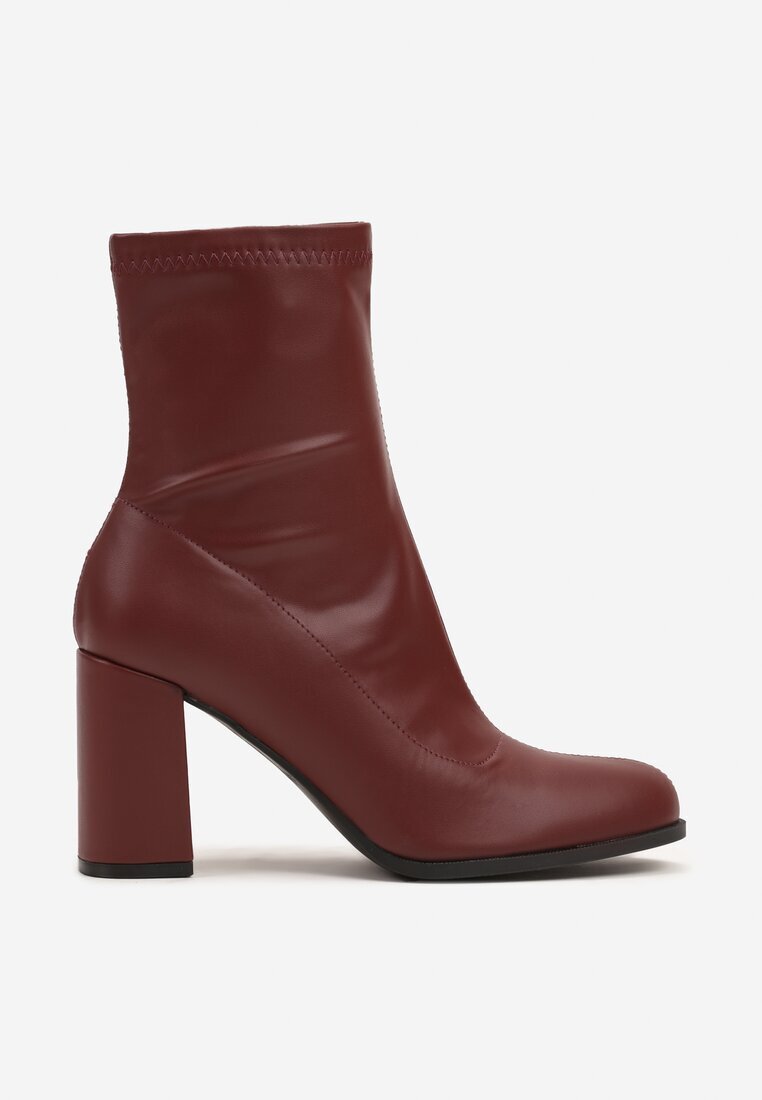 vices Botine Bordeaux Elegante cu Toc și Tijă Mulată Izalindra