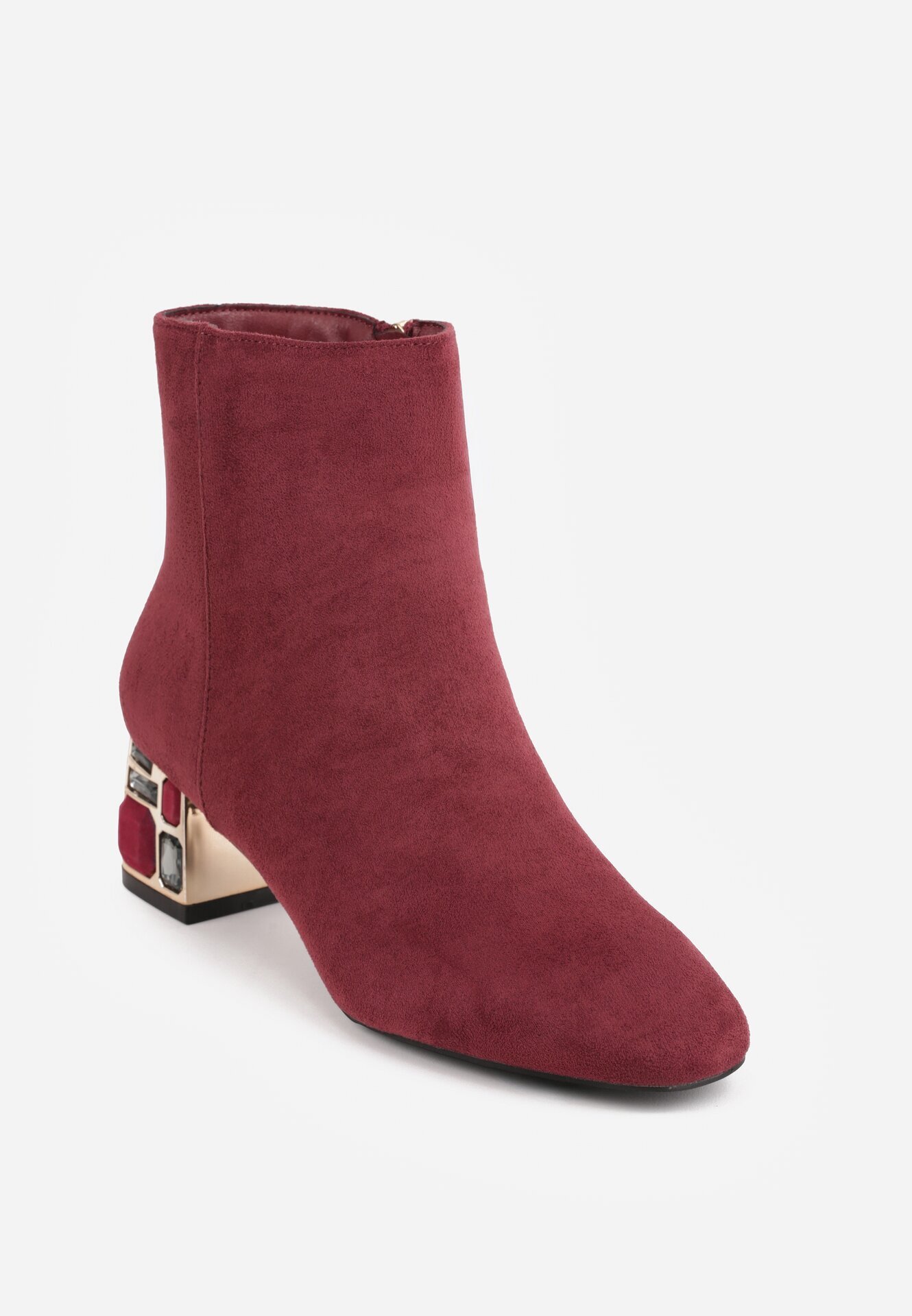vices Botine Bordo cu toc decorate cu cristale Vortiola