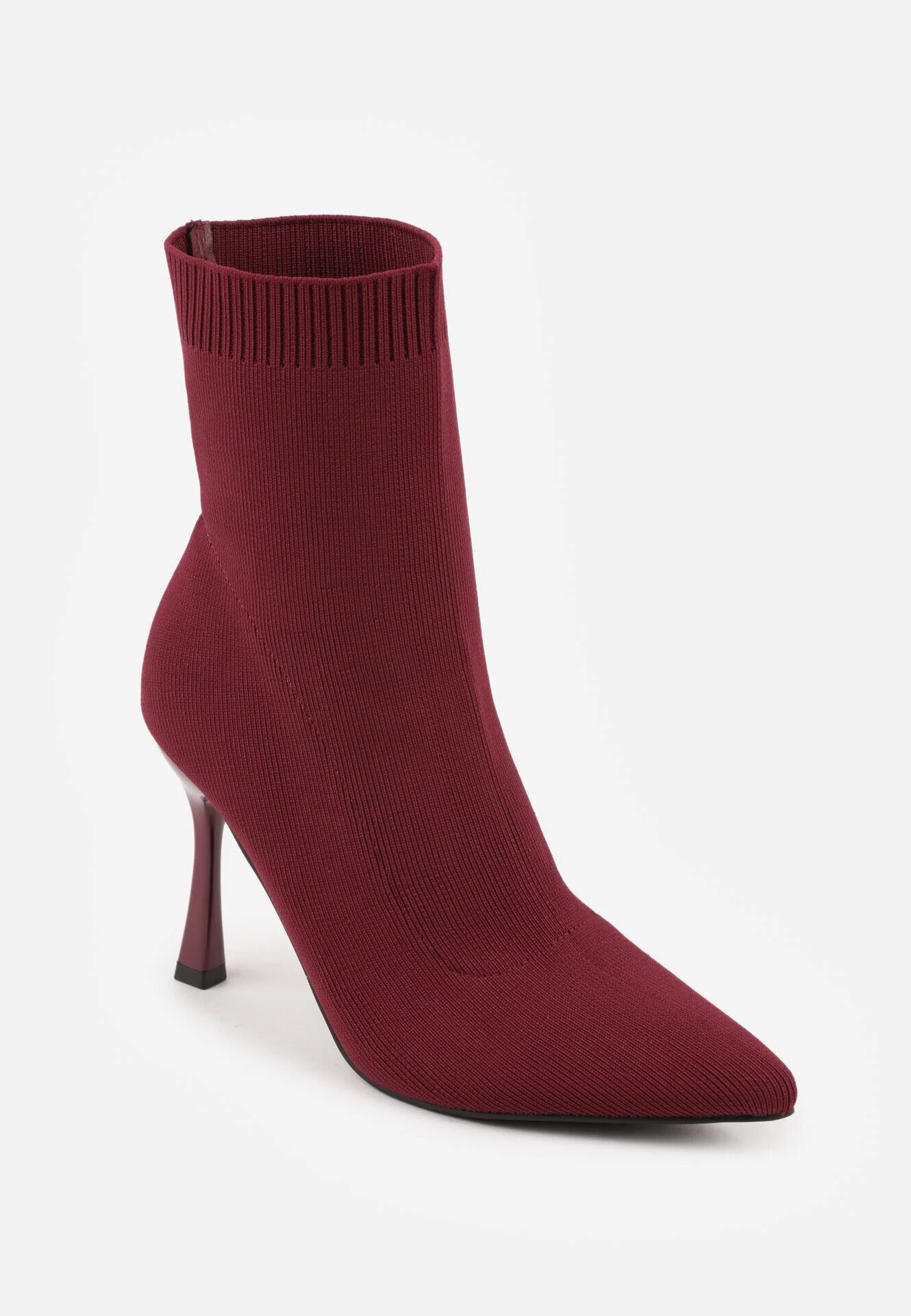 vices Botine Bordo cu toc stiletto cu carâmb tip șosetă Nalumela