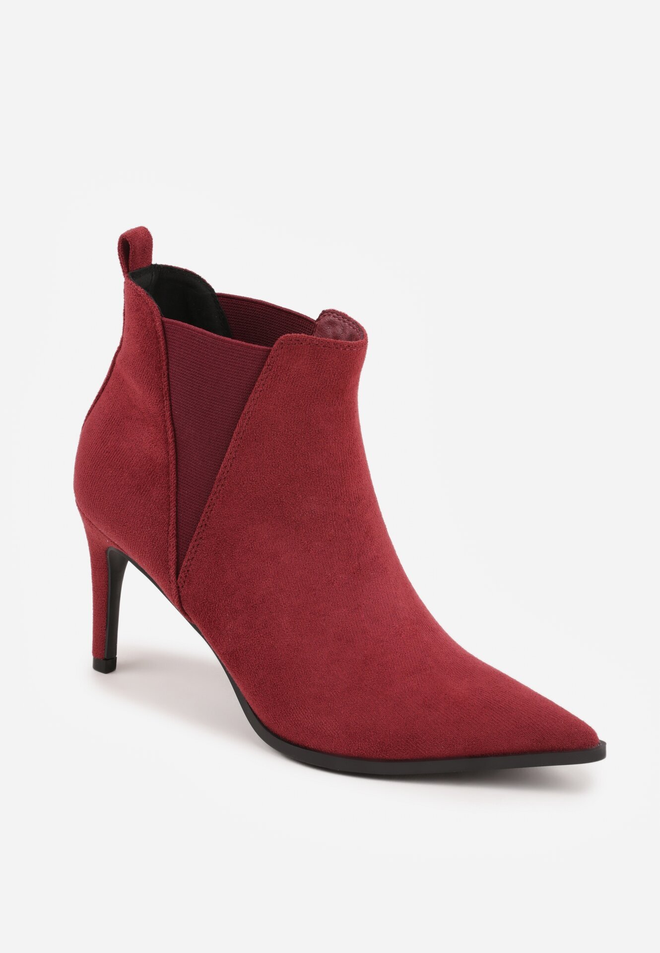 vices Botine Clasice Bordo cu Toc Subțire Decorate cu Elastic Allitta