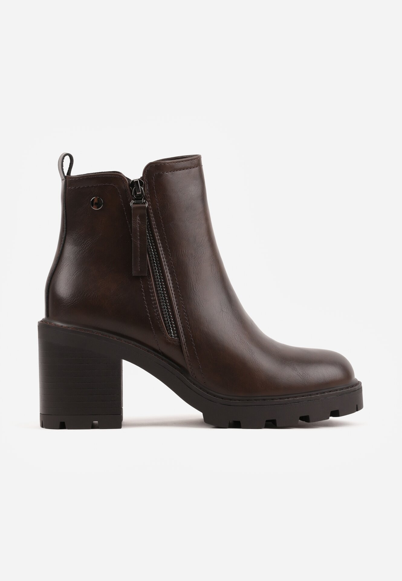 vices Botine clasice cu fermoar decorativ cu toc și talpă cu profil Milero Maro