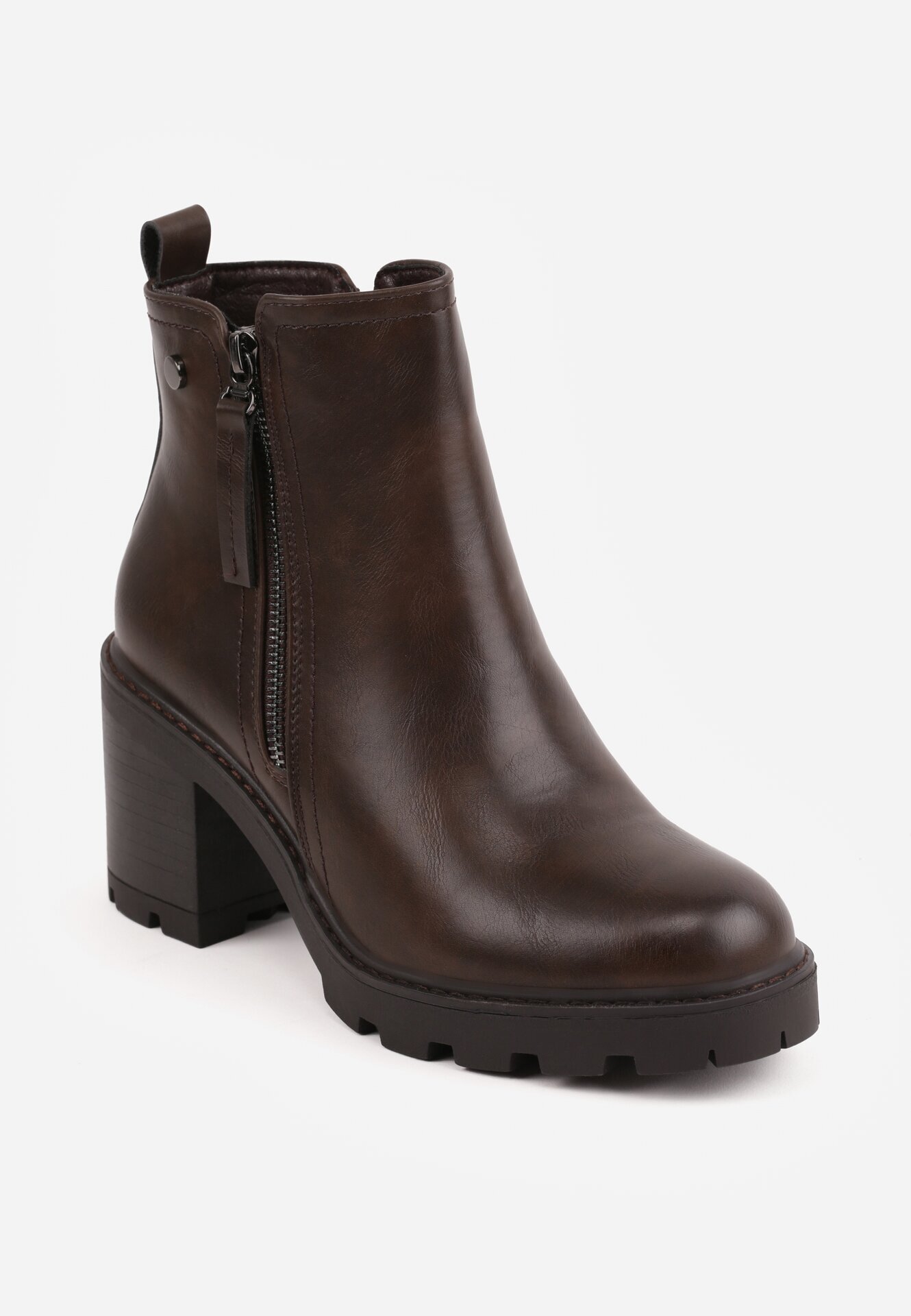 vices Botine clasice cu fermoar decorativ cu toc și talpă cu profil Milero Maro